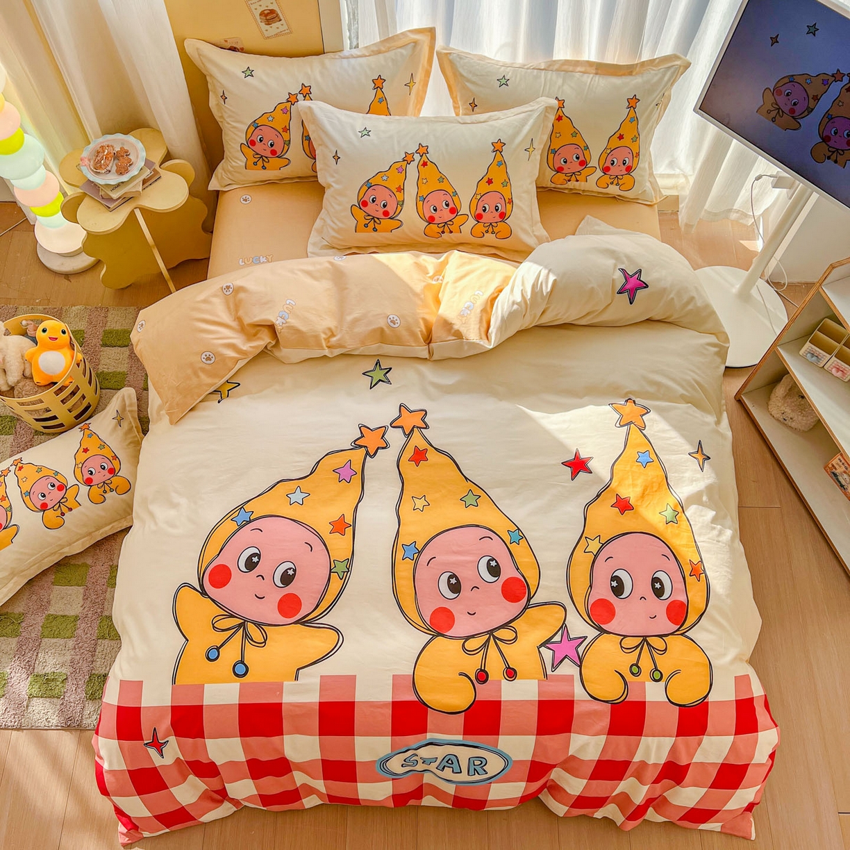 91家纺网 家纺一手货源 找家纺 浩诚 2026新款星星人全棉纯棉卡通四件套（汇总） 恋恋星河
