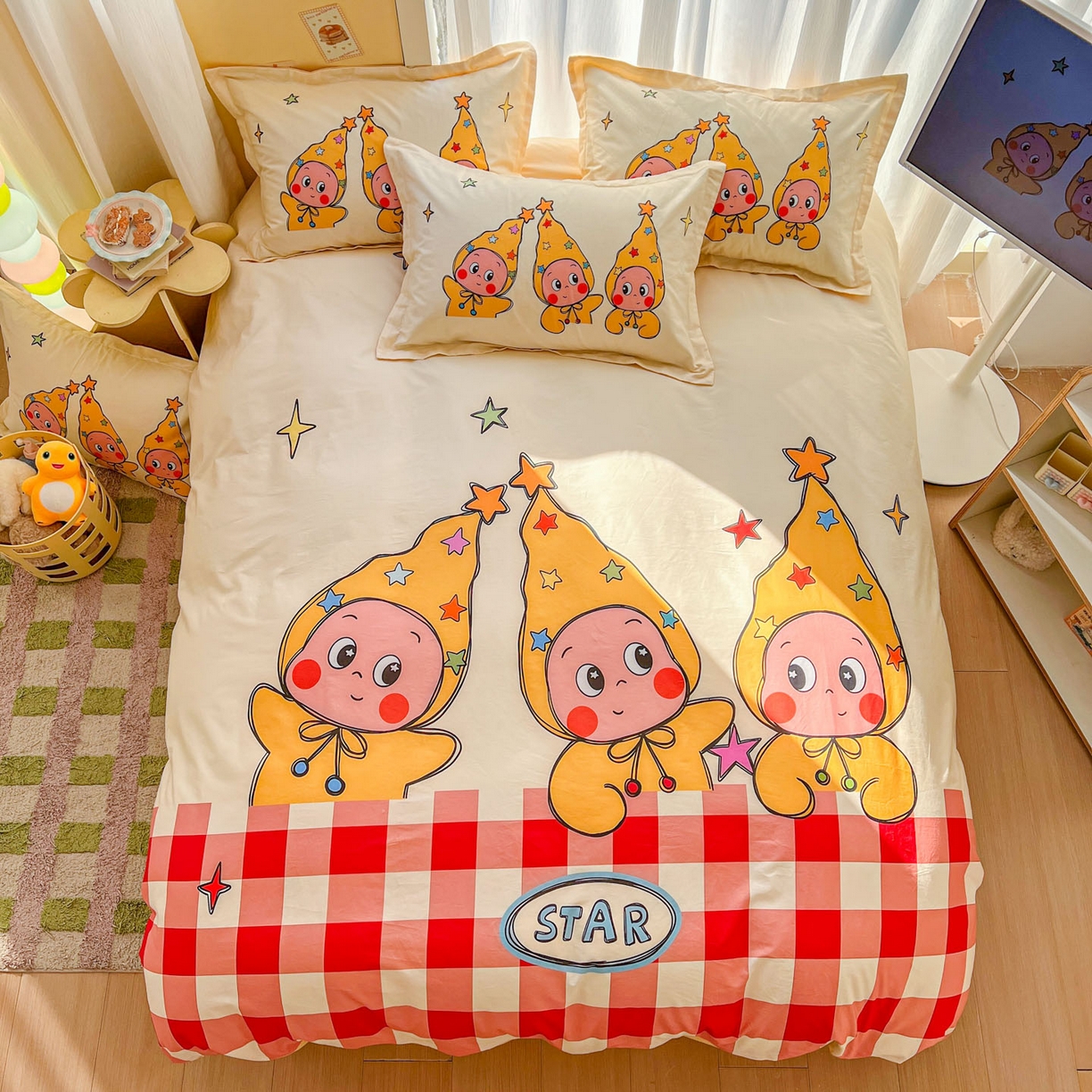 91家纺网 家纺一手货源 找家纺 浩诚 2026新款星星人全棉纯棉卡通四件套（汇总） 恋恋星河