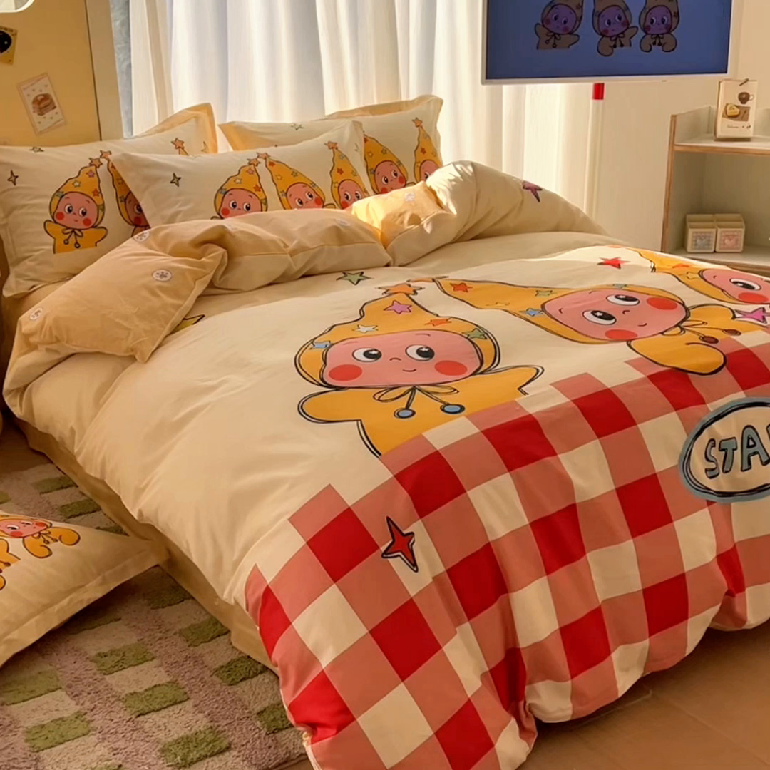 91家纺网 家纺一手货源 找家纺 浩诚 2026新款星星人全棉纯棉卡通四件套（汇总） 恋恋星河