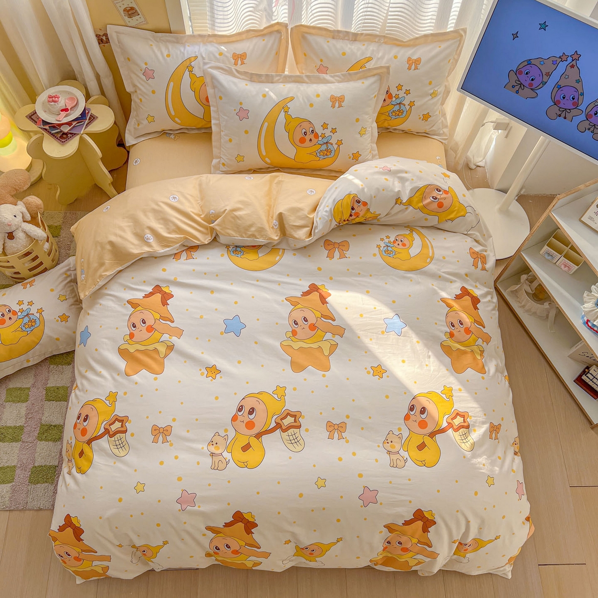 91家纺网 家纺一手货源 找家纺 浩诚 2026新款星星人全棉纯棉卡通四件套（汇总） 星辰