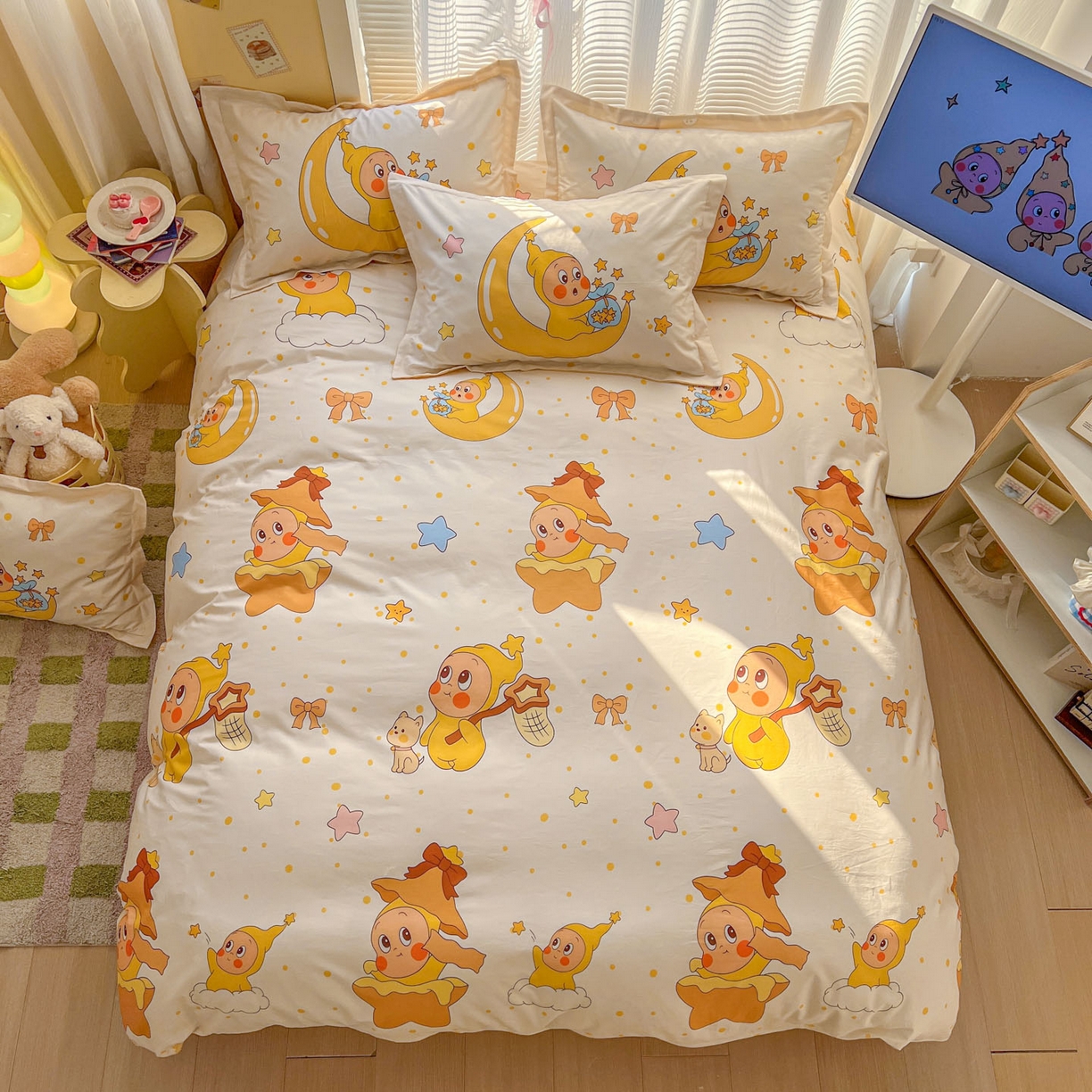 91家纺网 家纺一手货源 找家纺 浩诚 2026新款星星人全棉纯棉卡通四件套（汇总） 星辰