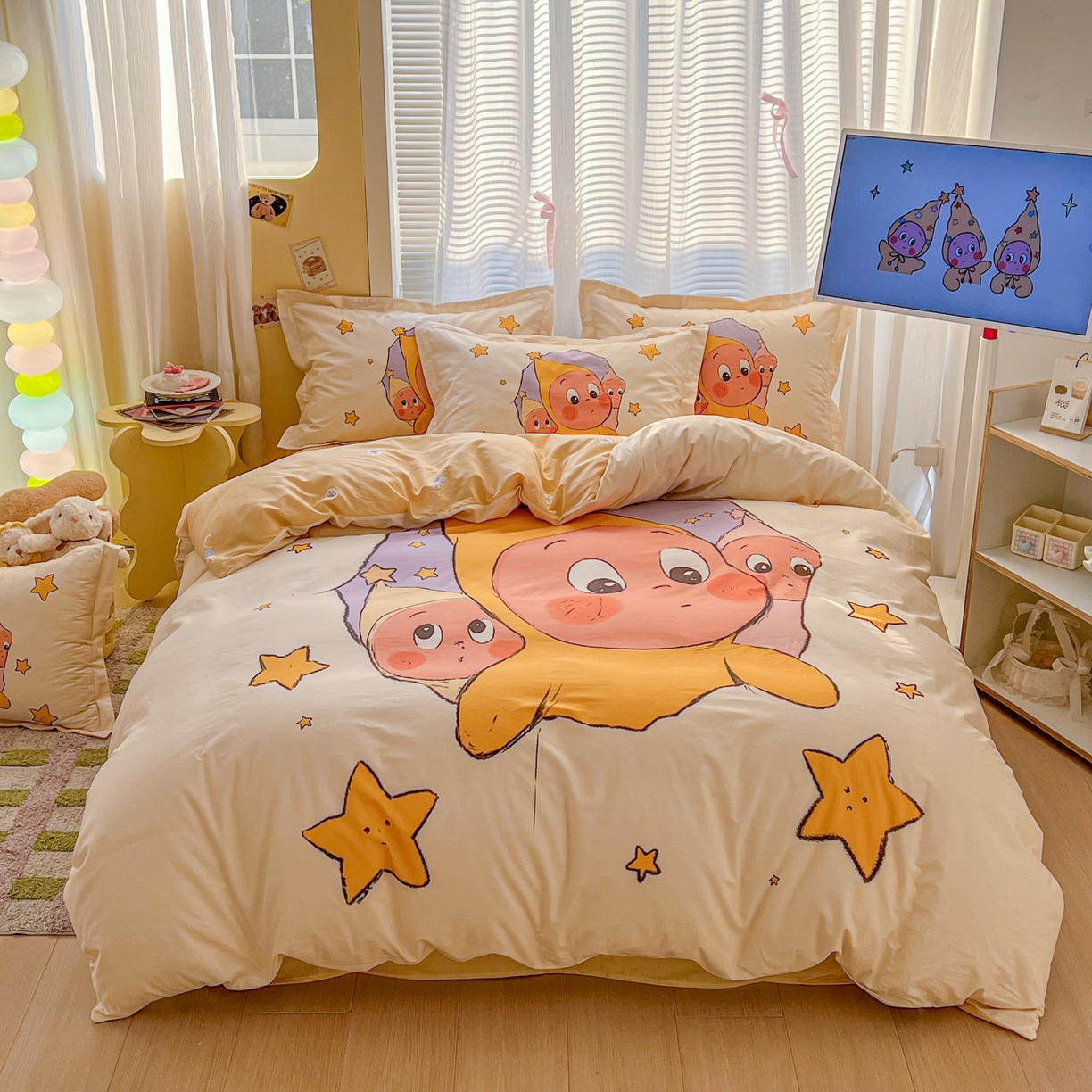 91家纺网 家纺一手货源 找家纺 浩诚 2026新款星星人全棉纯棉卡通四件套（汇总） 星光灿烂