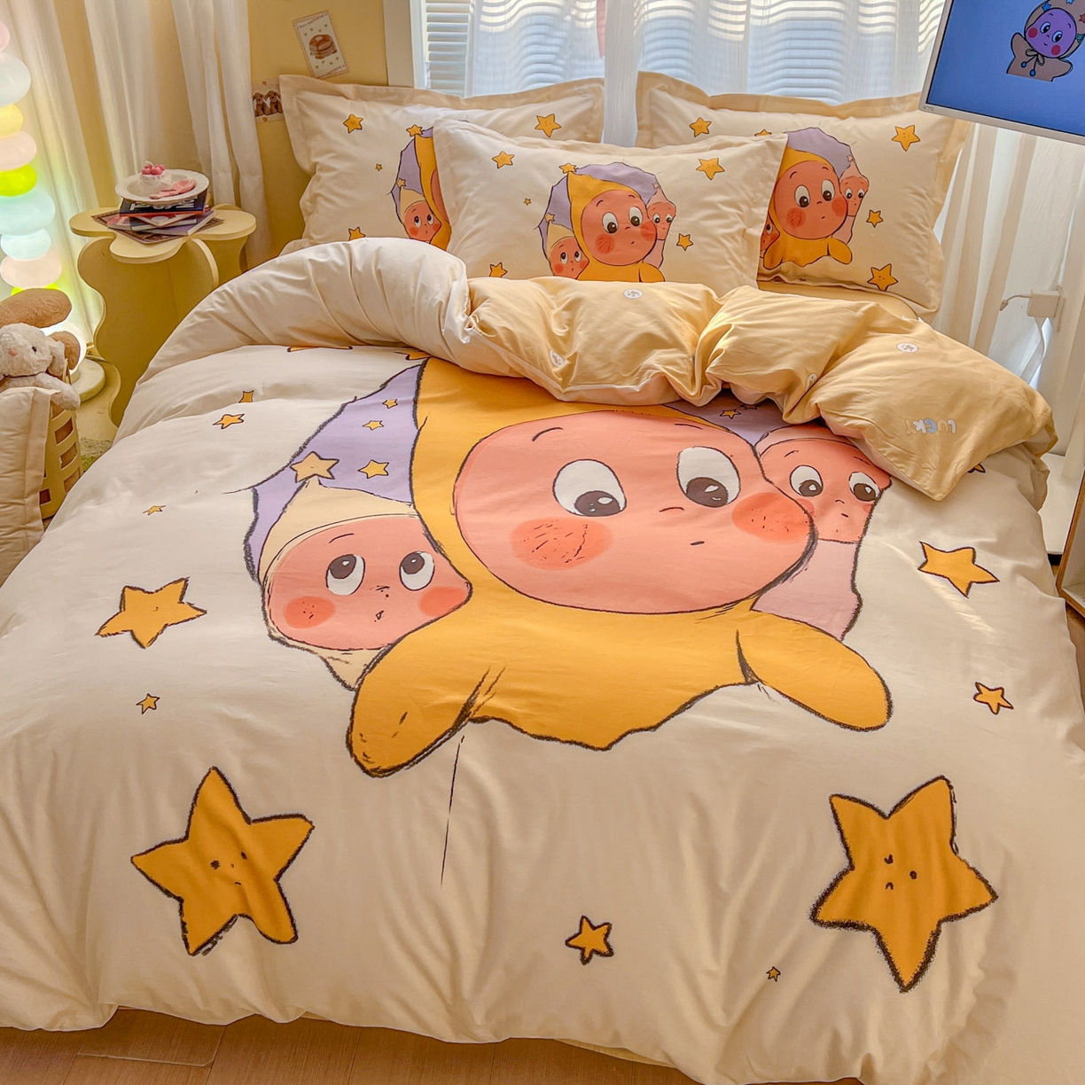 91家纺网 家纺一手货源 找家纺 浩诚 2026新款星星人全棉纯棉卡通四件套（汇总） 星光灿烂