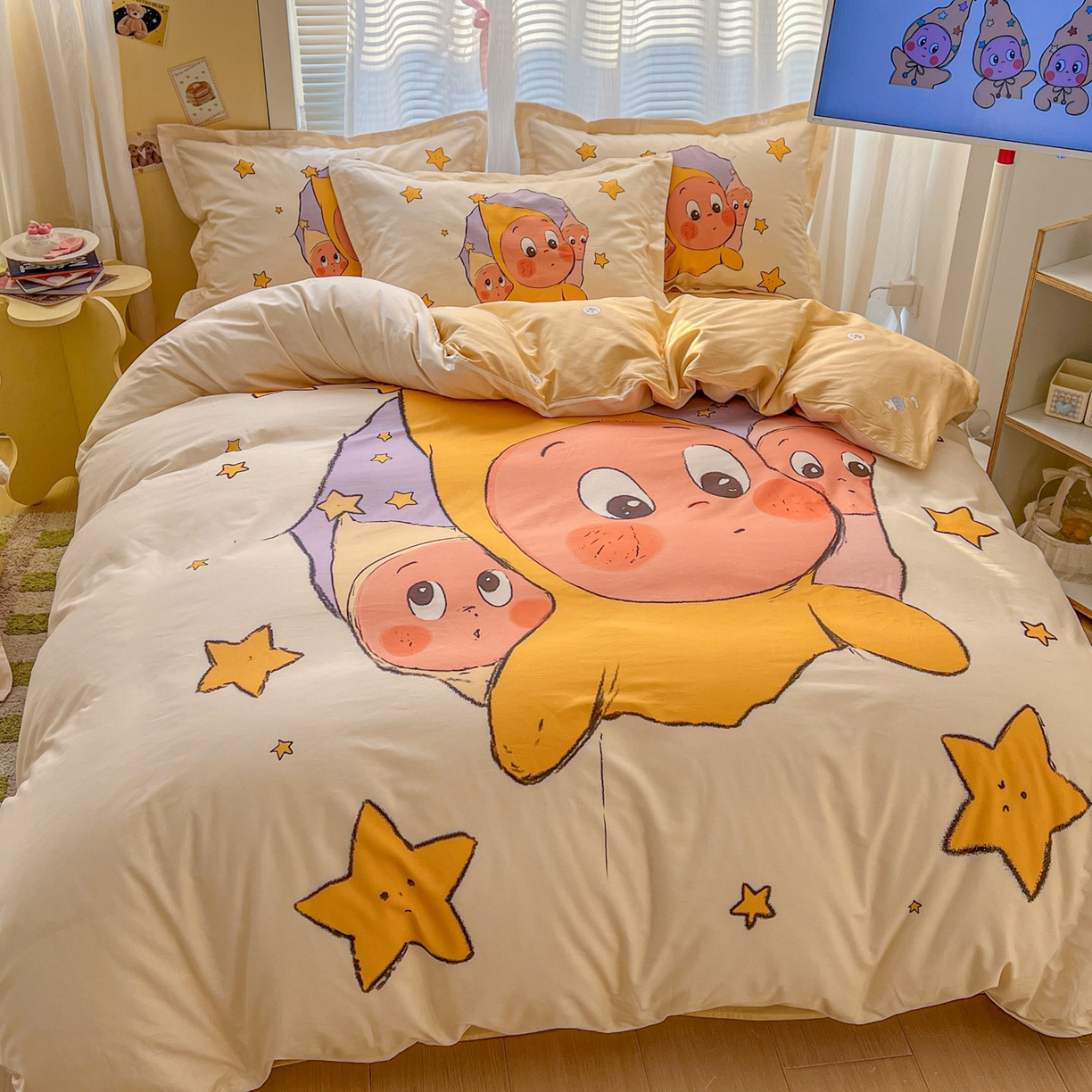 91家纺网 家纺一手货源 找家纺 浩诚 2026新款星星人全棉纯棉卡通四件套（汇总） 星光灿烂