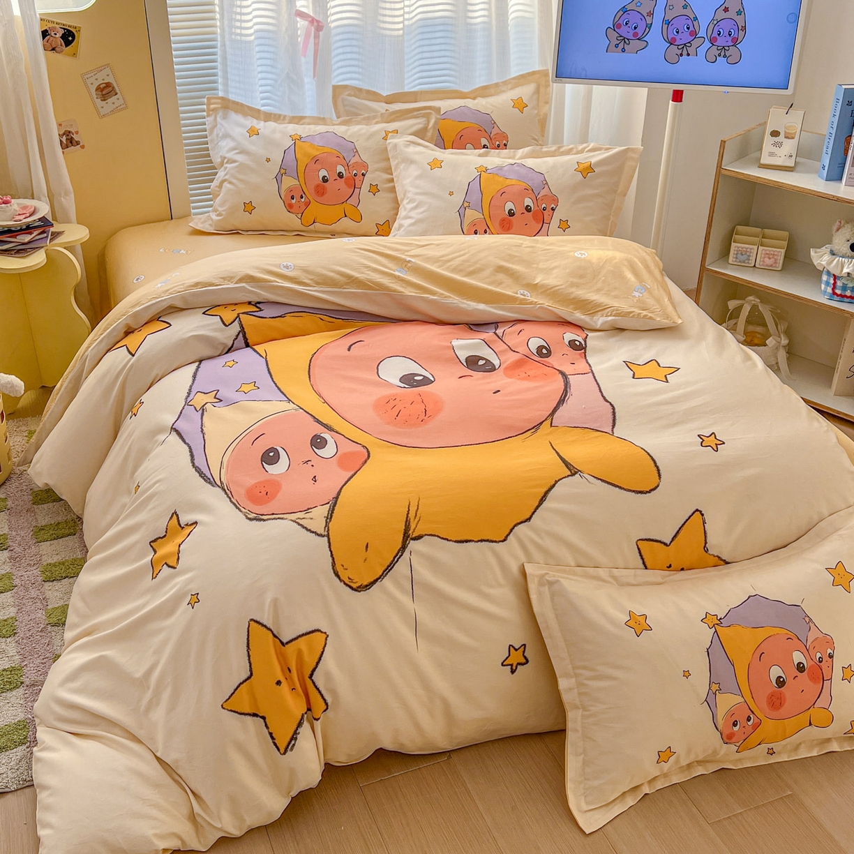 91家纺网 家纺一手货源 找家纺 浩诚 2026新款星星人全棉纯棉卡通四件套（汇总） 星光灿烂