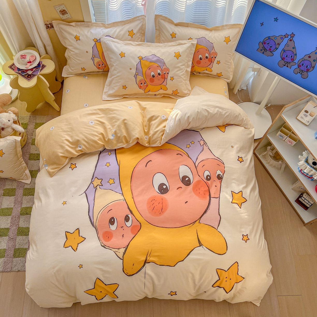 91家纺网 家纺一手货源 找家纺 浩诚 2026新款星星人全棉纯棉卡通四件套（汇总） 星光灿烂