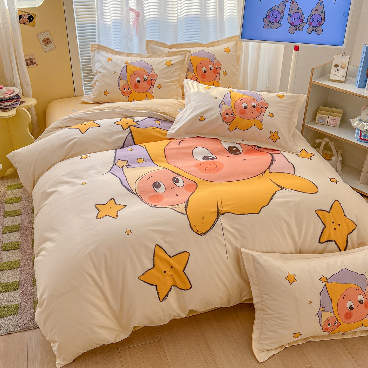 91家纺网 家纺一手货源 找家纺 浩诚 2026新款星星人全棉纯棉卡通四件套（汇总） 星光灿烂
