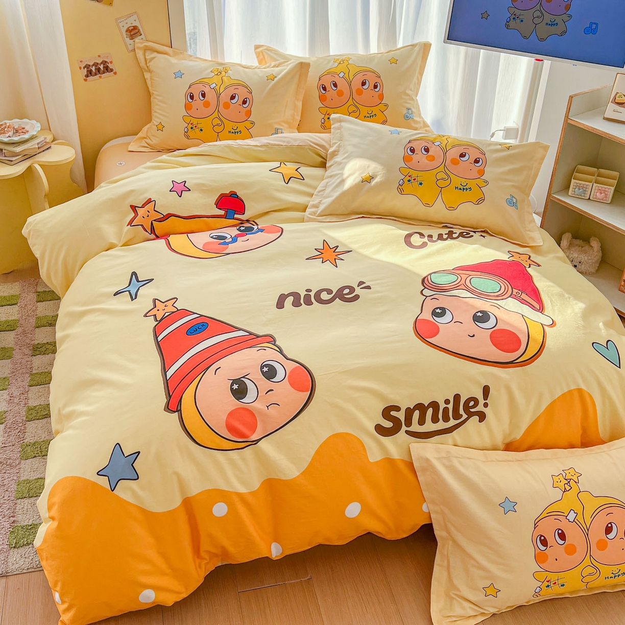 91家纺网 家纺一手货源 找家纺 浩诚 2026新款星星人全棉纯棉卡通四件套（汇总） 星乐乐