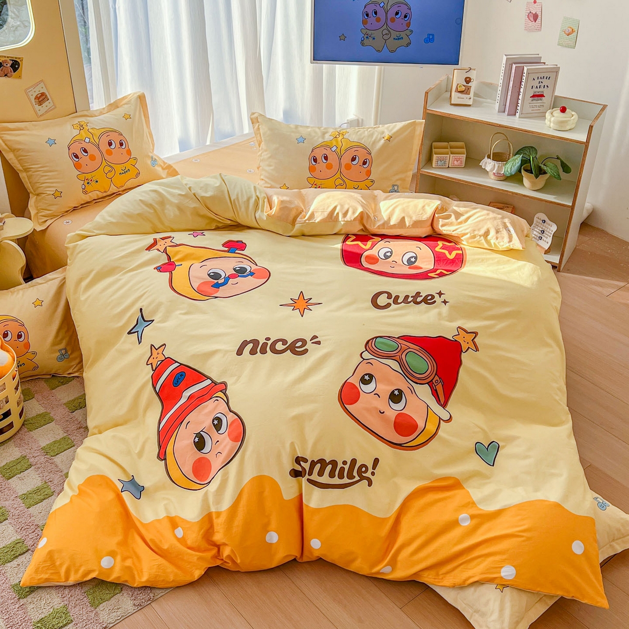 91家纺网 家纺一手货源 找家纺 浩诚 2026新款星星人全棉纯棉卡通四件套（汇总） 星乐乐