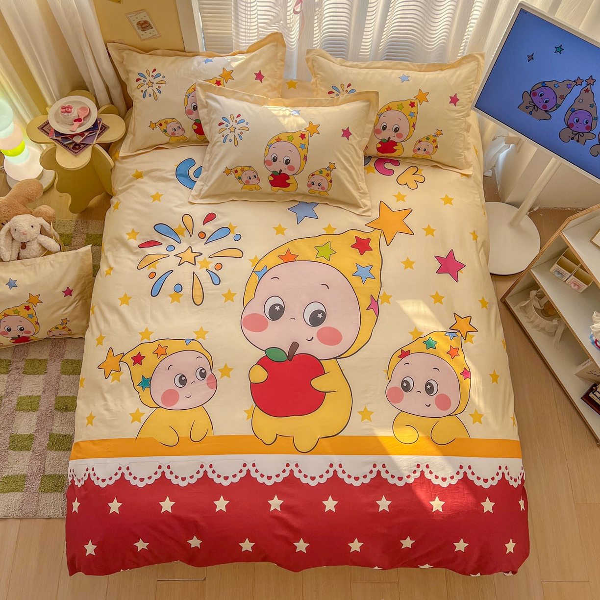 91家纺网 家纺一手货源 找家纺 浩诚 2026新款星星人全棉纯棉卡通四件套（汇总） 星星梦