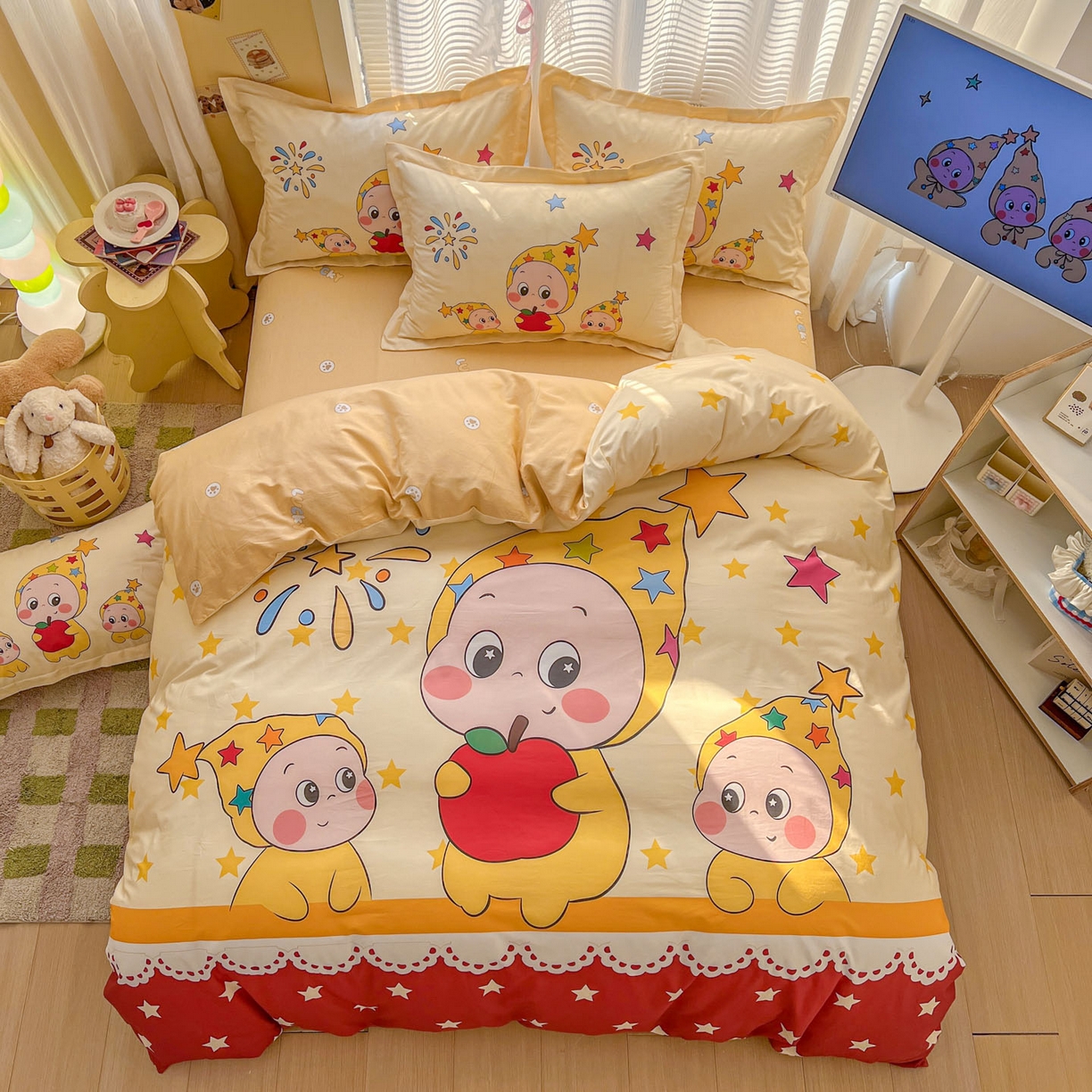 91家纺网 家纺一手货源 找家纺 浩诚 2026新款星星人全棉纯棉卡通四件套（汇总） 星星梦