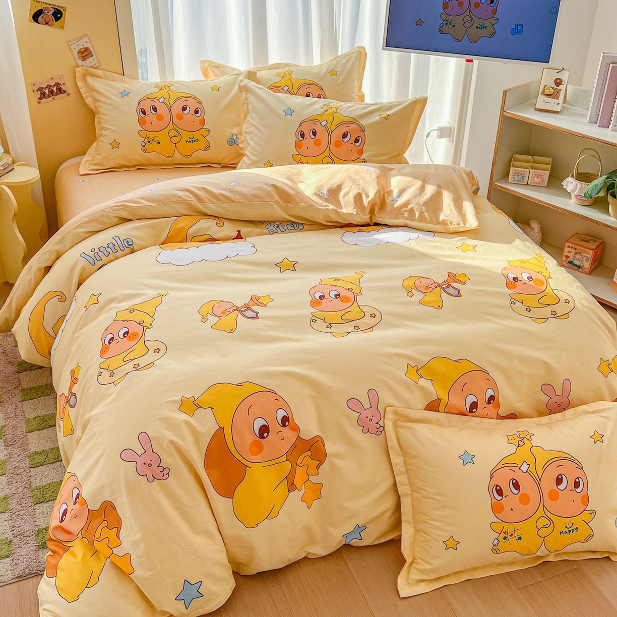 91家纺网 家纺一手货源 找家纺 浩诚 2026新款星星人全棉纯棉卡通四件套（汇总） 星语心愿