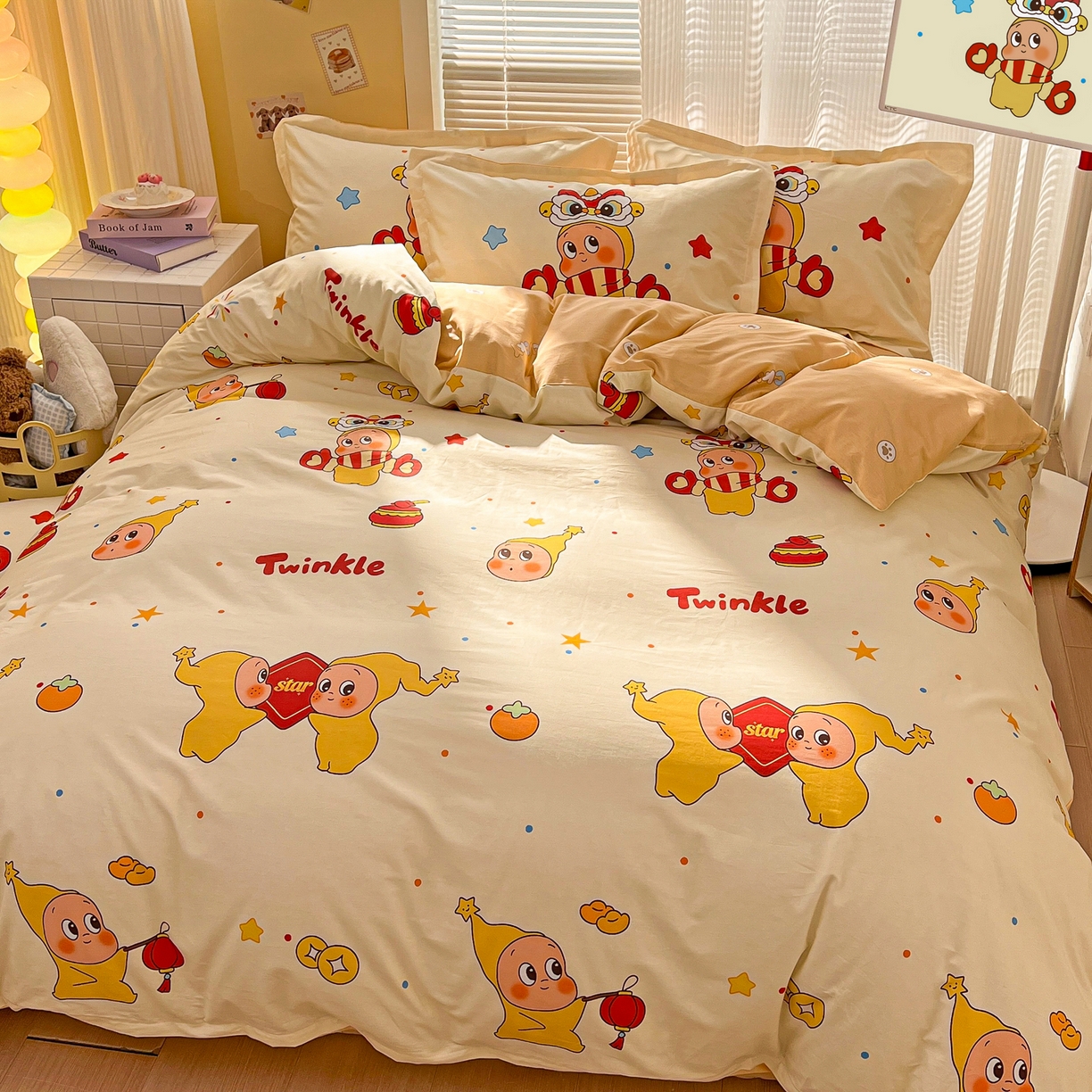 91家纺网 家纺一手货源 找家纺 浩诚 2026新款星星人全棉纯棉卡通四件套（汇总） 小福星