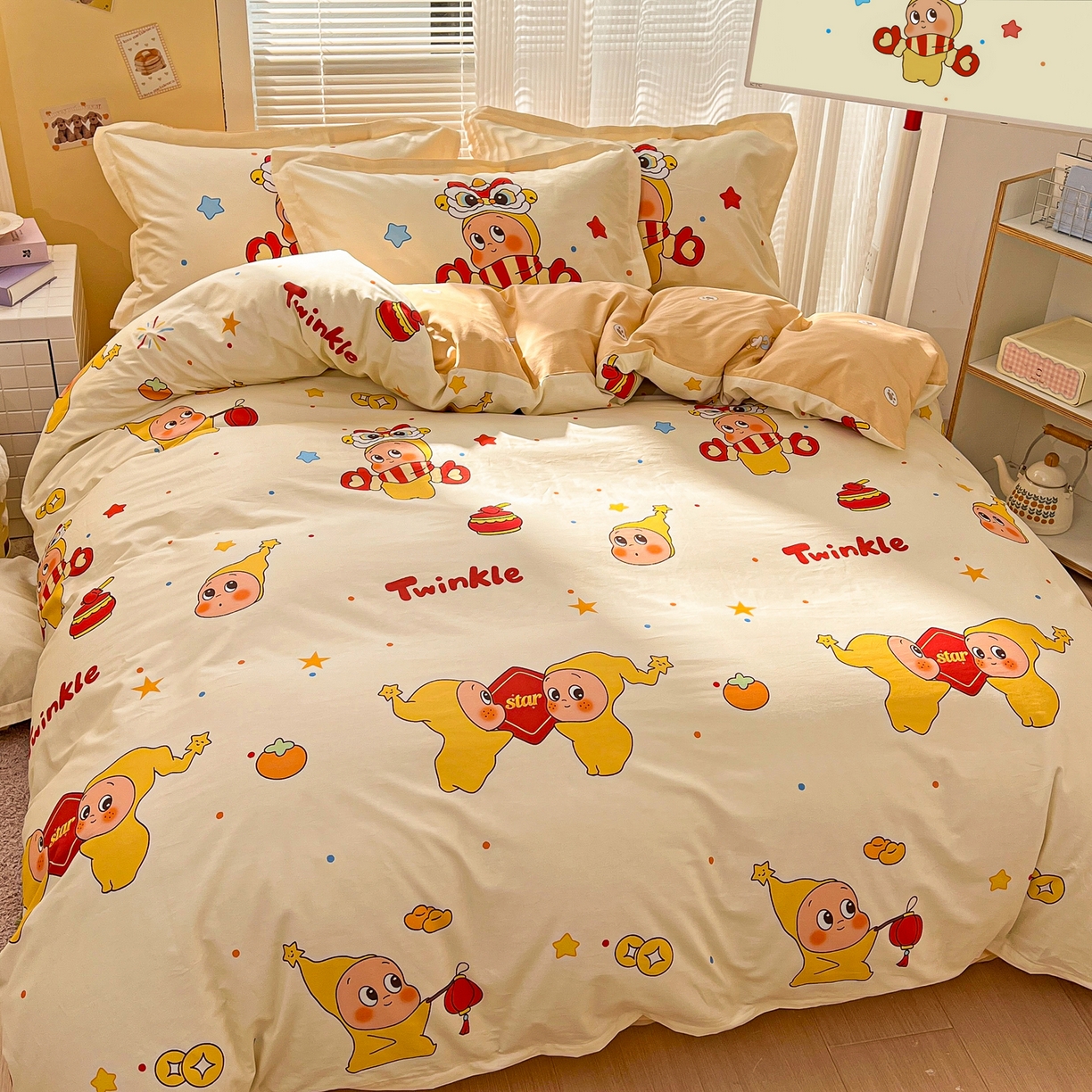 91家纺网 家纺一手货源 找家纺 浩诚 2026新款星星人全棉纯棉卡通四件套（汇总） 小福星