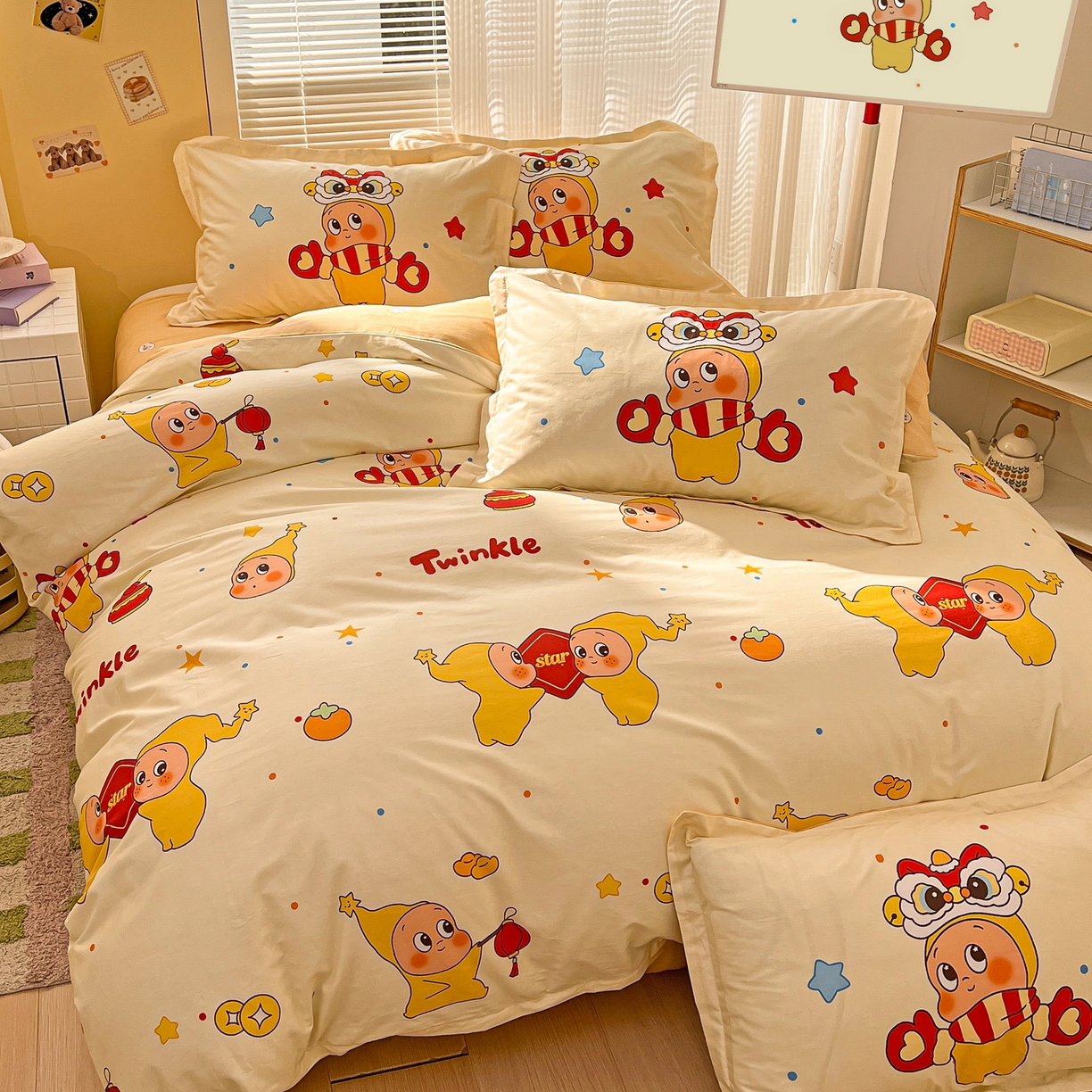 91家纺网 家纺一手货源 找家纺 浩诚 2026新款星星人全棉纯棉卡通四件套（汇总） 小福星