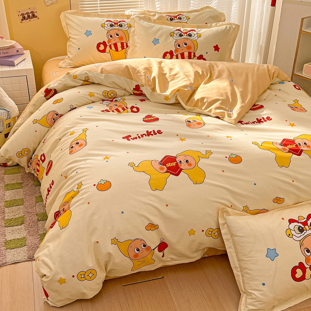 91家纺网 家纺一手货源 找家纺 浩诚 2026新款星星人全棉纯棉卡通四件套（汇总） 小福星