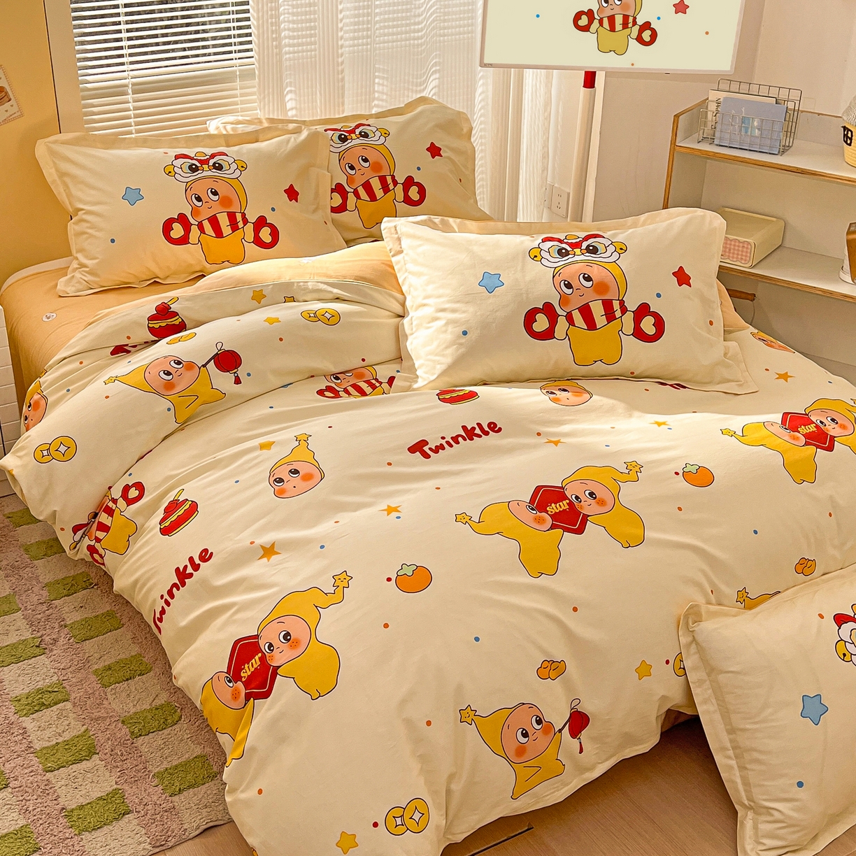 91家纺网 家纺一手货源 找家纺 浩诚 2026新款星星人全棉纯棉卡通四件套（汇总） 小福星