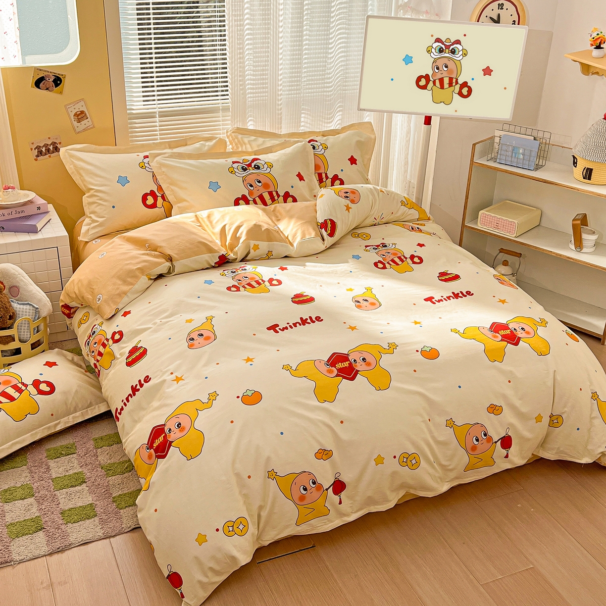 91家纺网 家纺一手货源 找家纺 浩诚 2026新款星星人全棉纯棉卡通四件套（汇总） 小福星