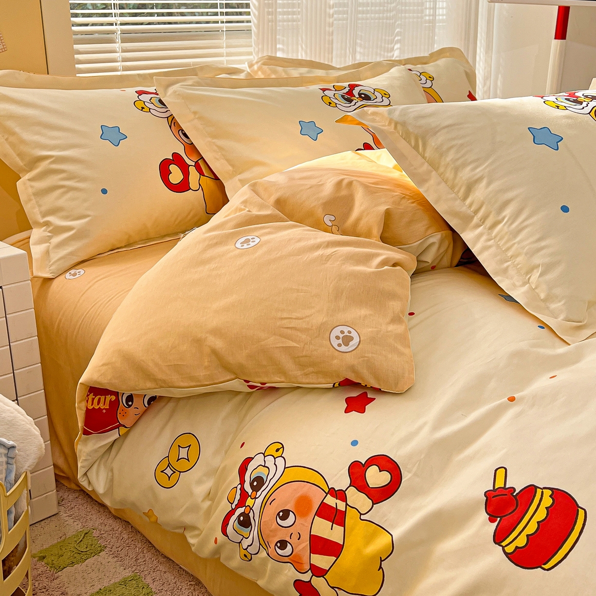 91家纺网 家纺一手货源 找家纺 浩诚 2026新款星星人全棉纯棉卡通四件套（汇总） 小福星