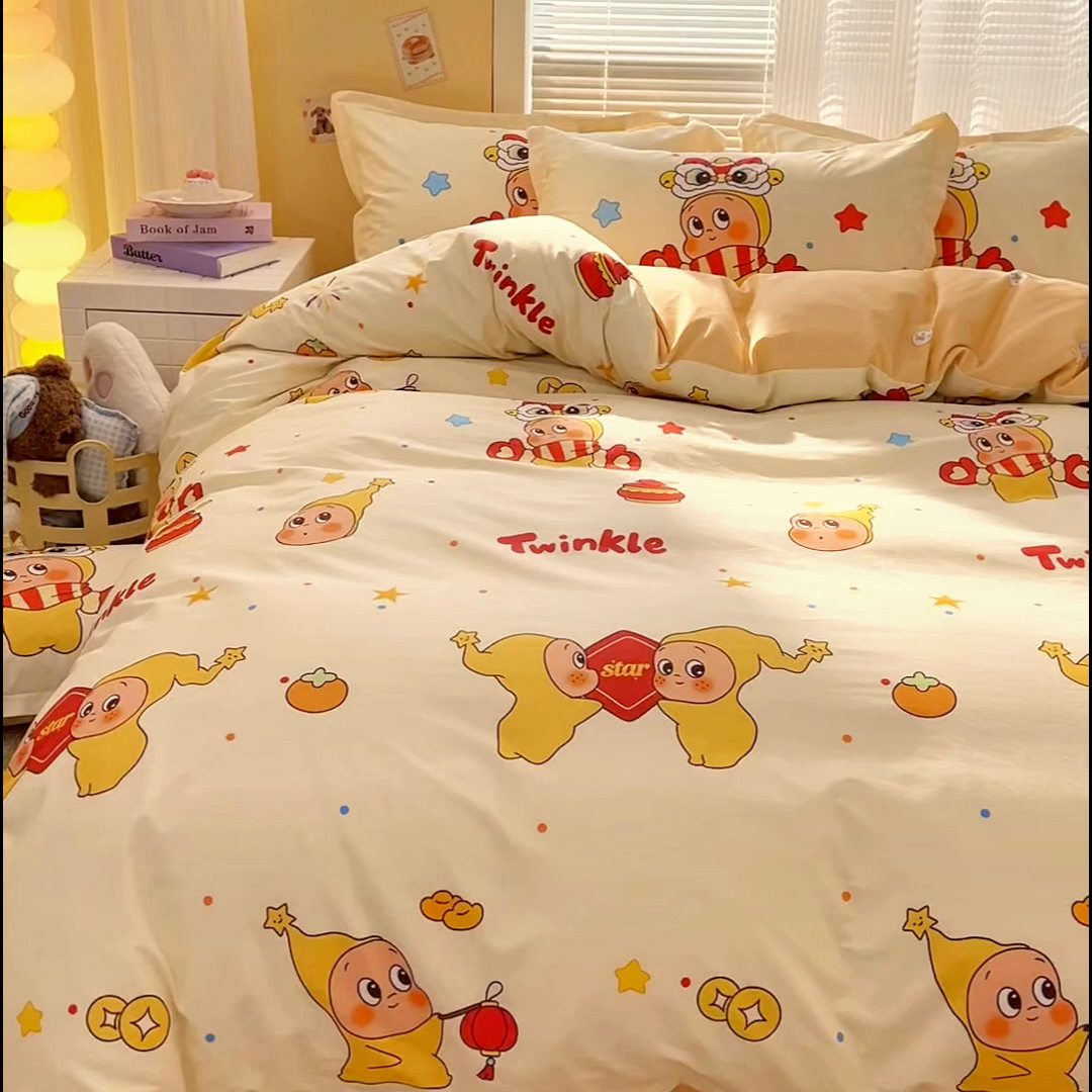 91家纺网 家纺一手货源 找家纺 浩诚 2026新款星星人全棉纯棉卡通四件套（汇总） 小福星