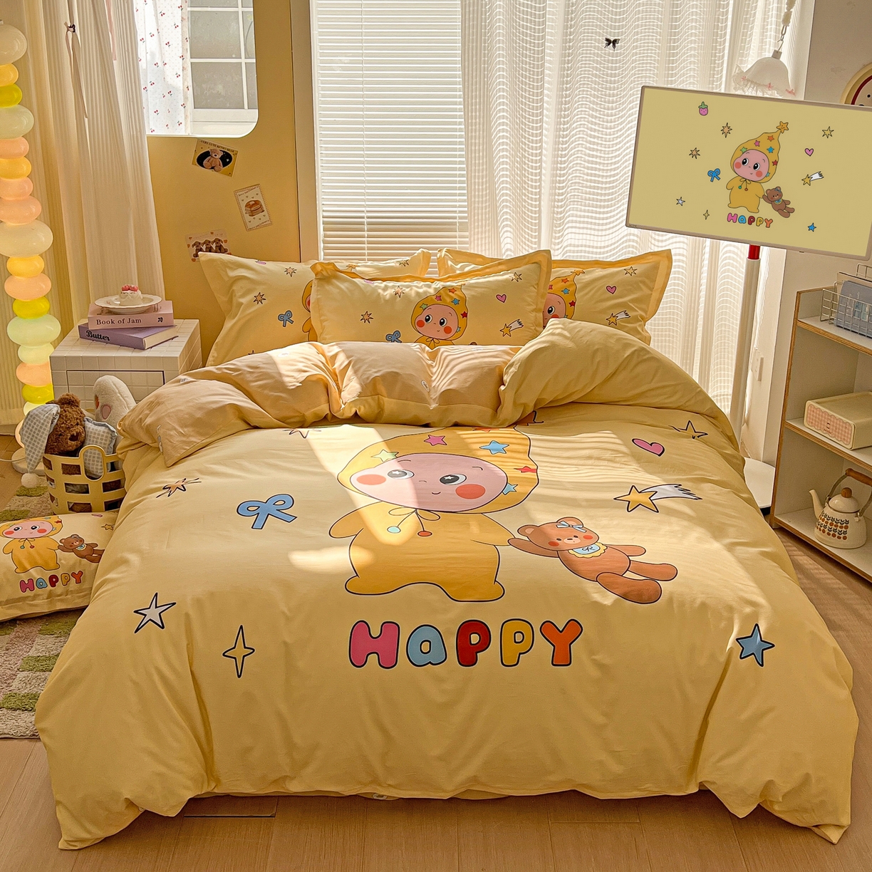 91家纺网 家纺一手货源 找家纺 浩诚 2026新款星星人全棉纯棉卡通四件套（汇总） 小熊星