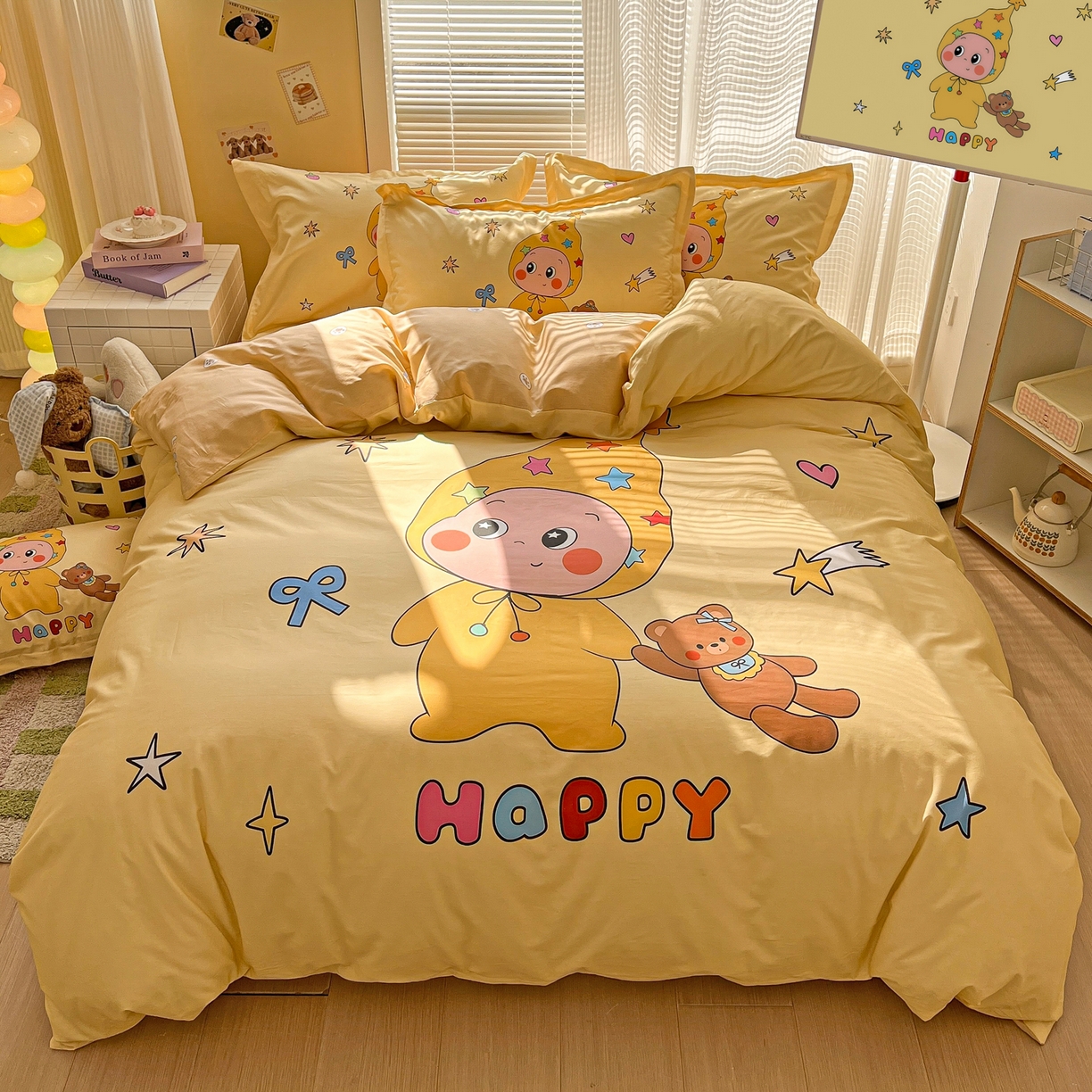 91家纺网 家纺一手货源 找家纺 浩诚 2026新款星星人全棉纯棉卡通四件套（汇总） 小熊星