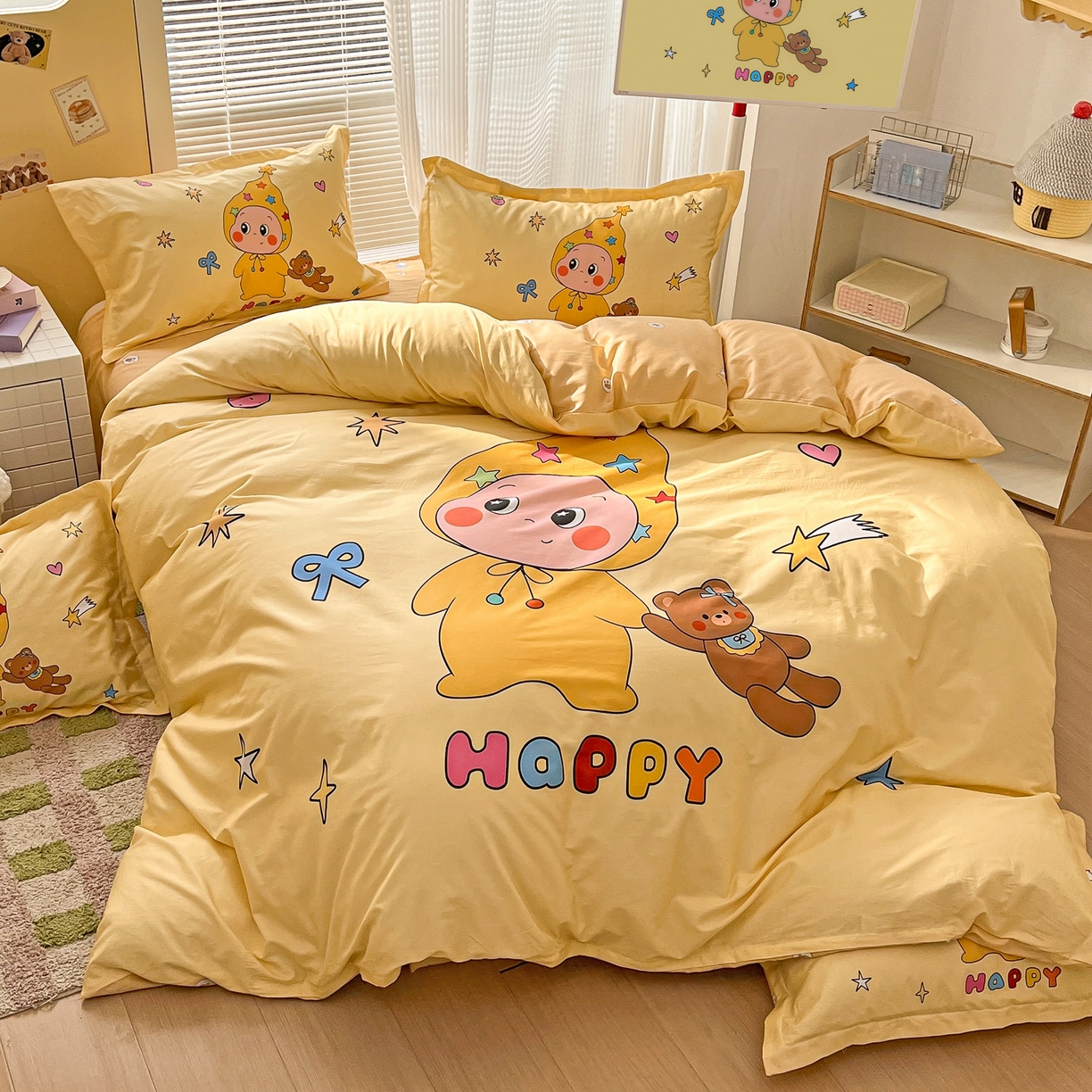 91家纺网 家纺一手货源 找家纺 浩诚 2026新款星星人全棉纯棉卡通四件套（汇总） 小熊星