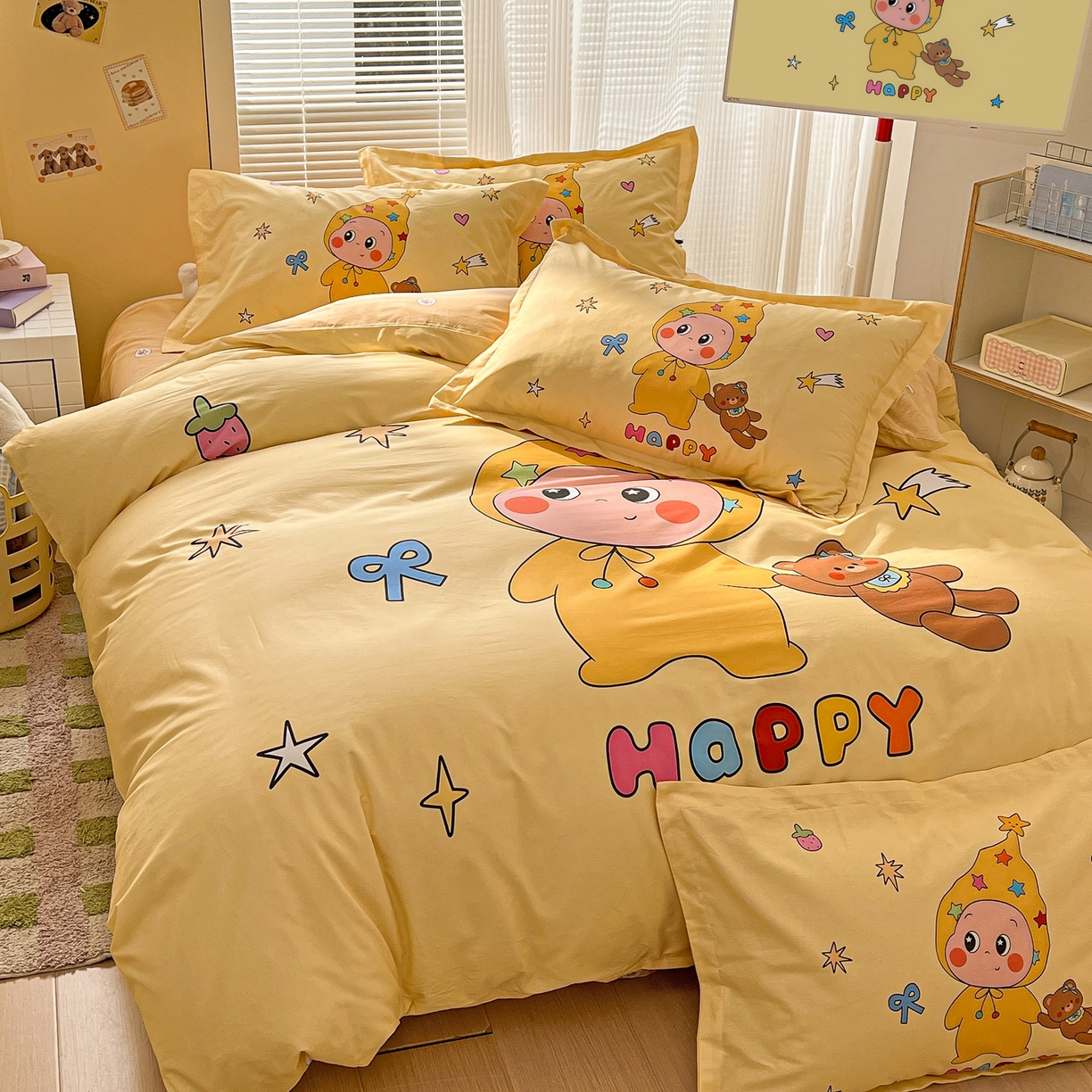 91家纺网 家纺一手货源 找家纺 浩诚 2026新款星星人全棉纯棉卡通四件套（汇总） 小熊星