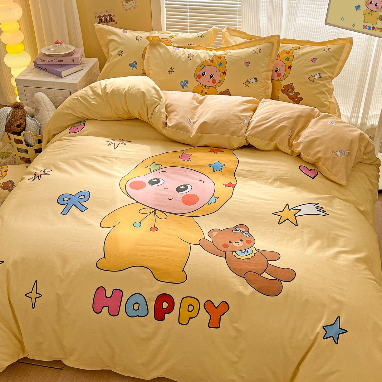 91家纺网 家纺一手货源 找家纺 浩诚 2026新款星星人全棉纯棉卡通四件套（汇总） 小熊星