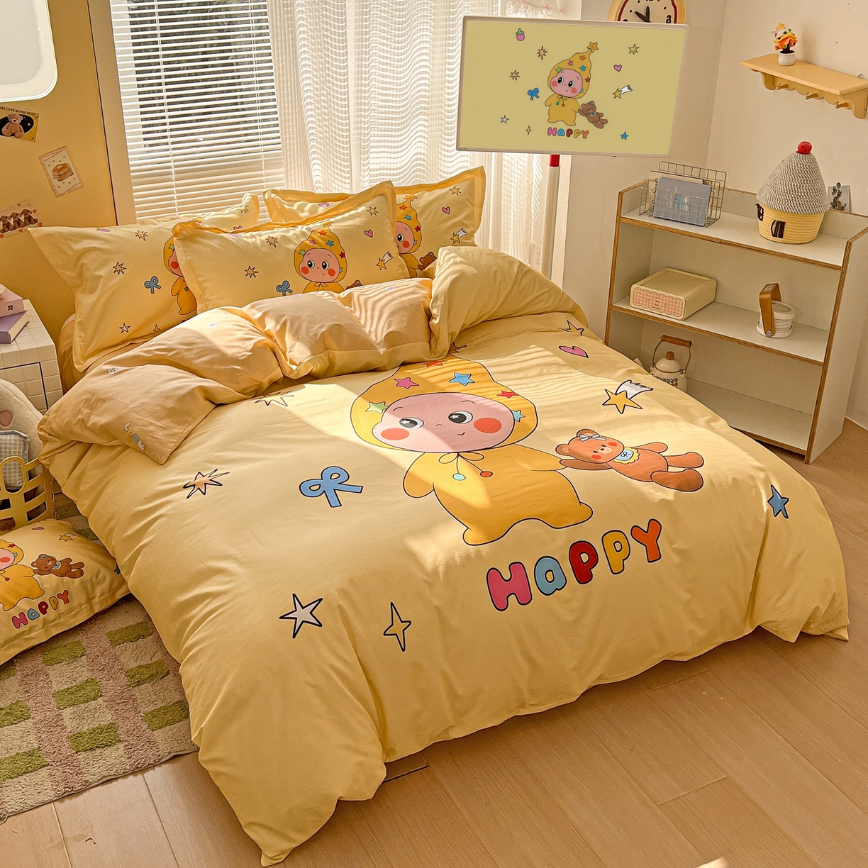 91家纺网 家纺一手货源 找家纺 浩诚 2026新款星星人全棉纯棉卡通四件套（汇总） 小熊星