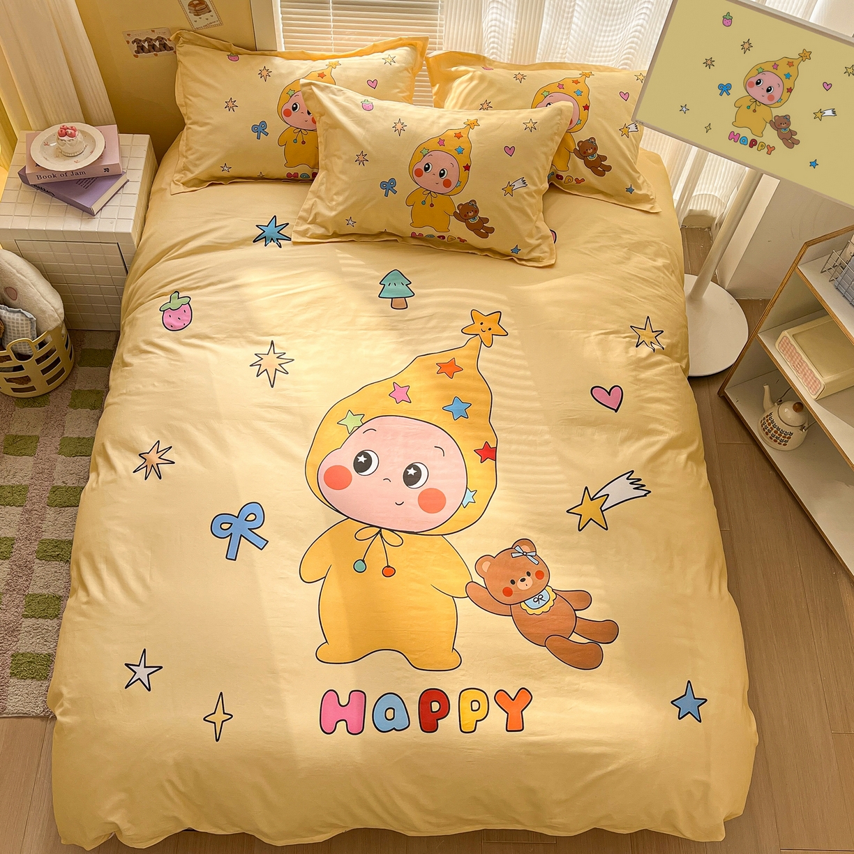 91家纺网 家纺一手货源 找家纺 浩诚 2026新款星星人全棉纯棉卡通四件套（汇总） 小熊星