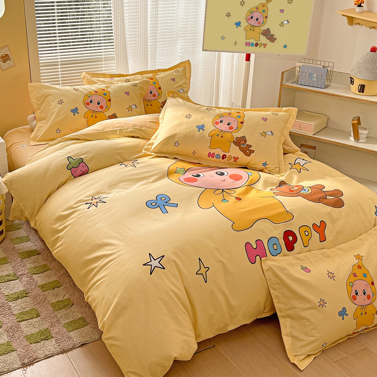91家纺网 家纺一手货源 找家纺 浩诚 2026新款星星人全棉纯棉卡通四件套（汇总） 小熊星
