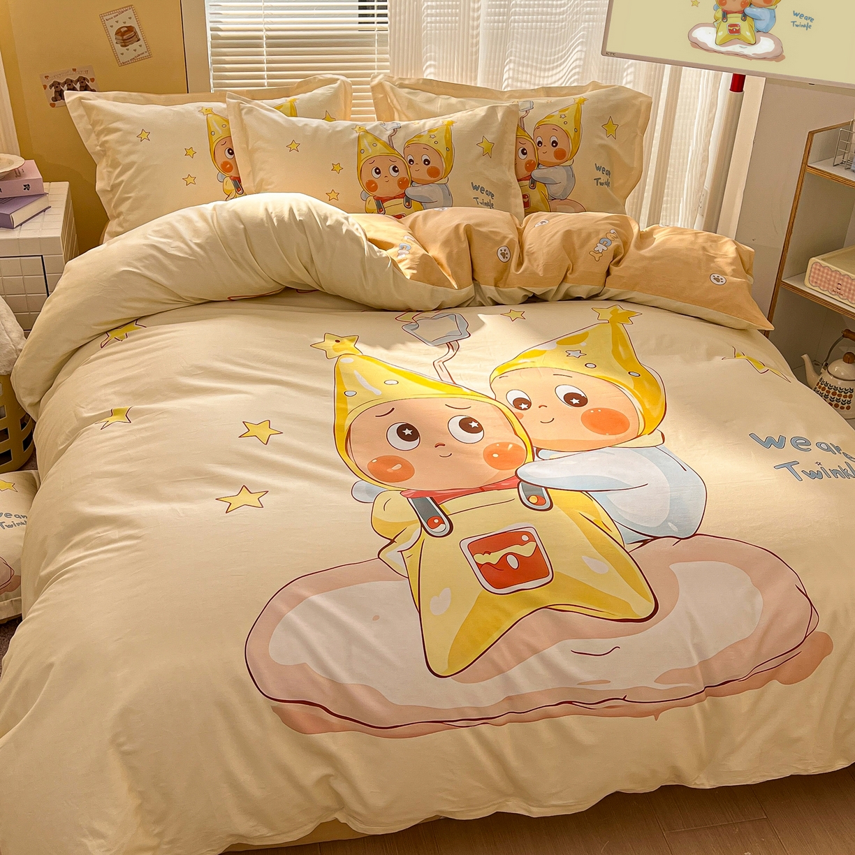 91家纺网 家纺一手货源 找家纺 浩诚 2026新款星星人全棉纯棉卡通四件套（汇总） 星伴