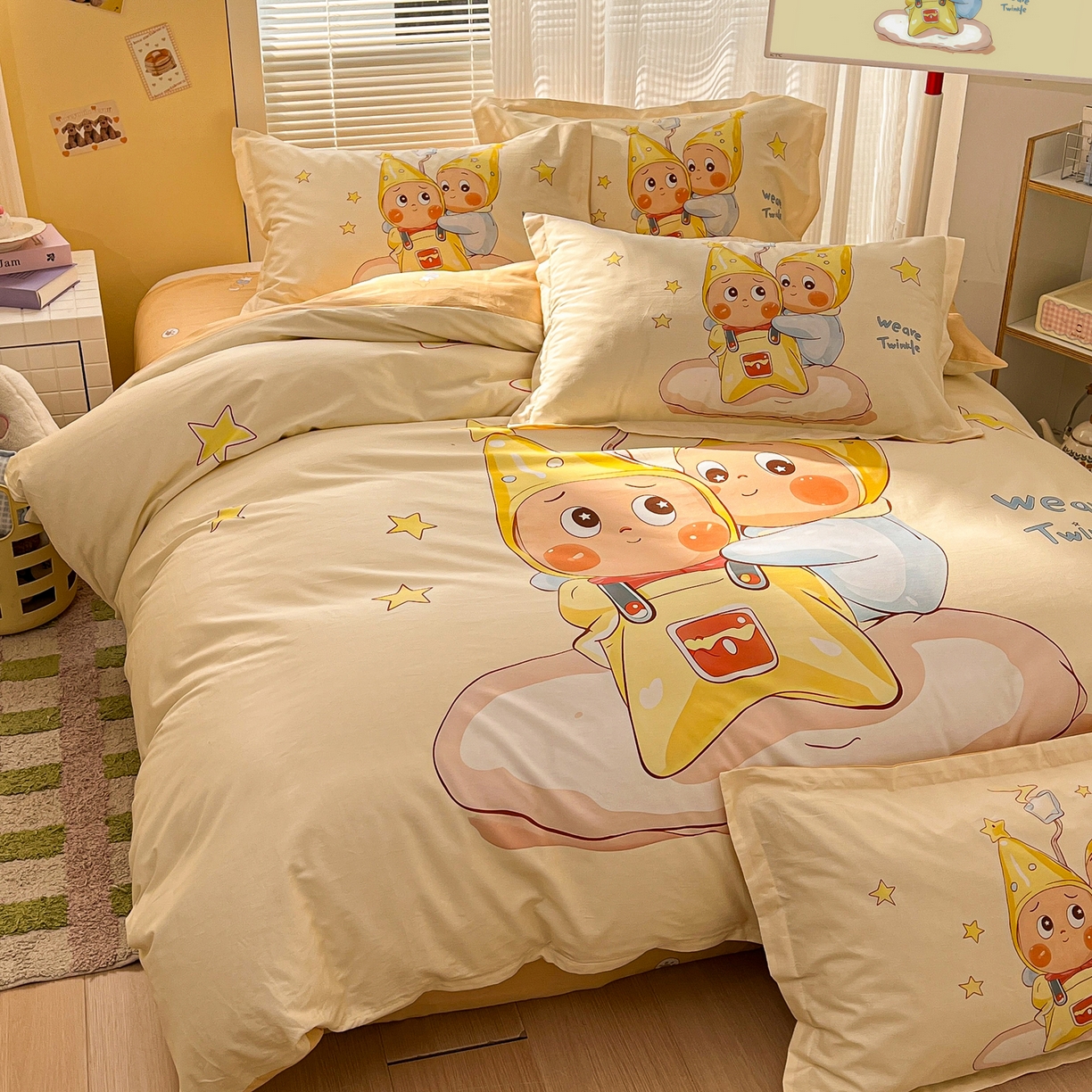 91家纺网 家纺一手货源 找家纺 浩诚 2026新款星星人全棉纯棉卡通四件套（汇总） 星伴