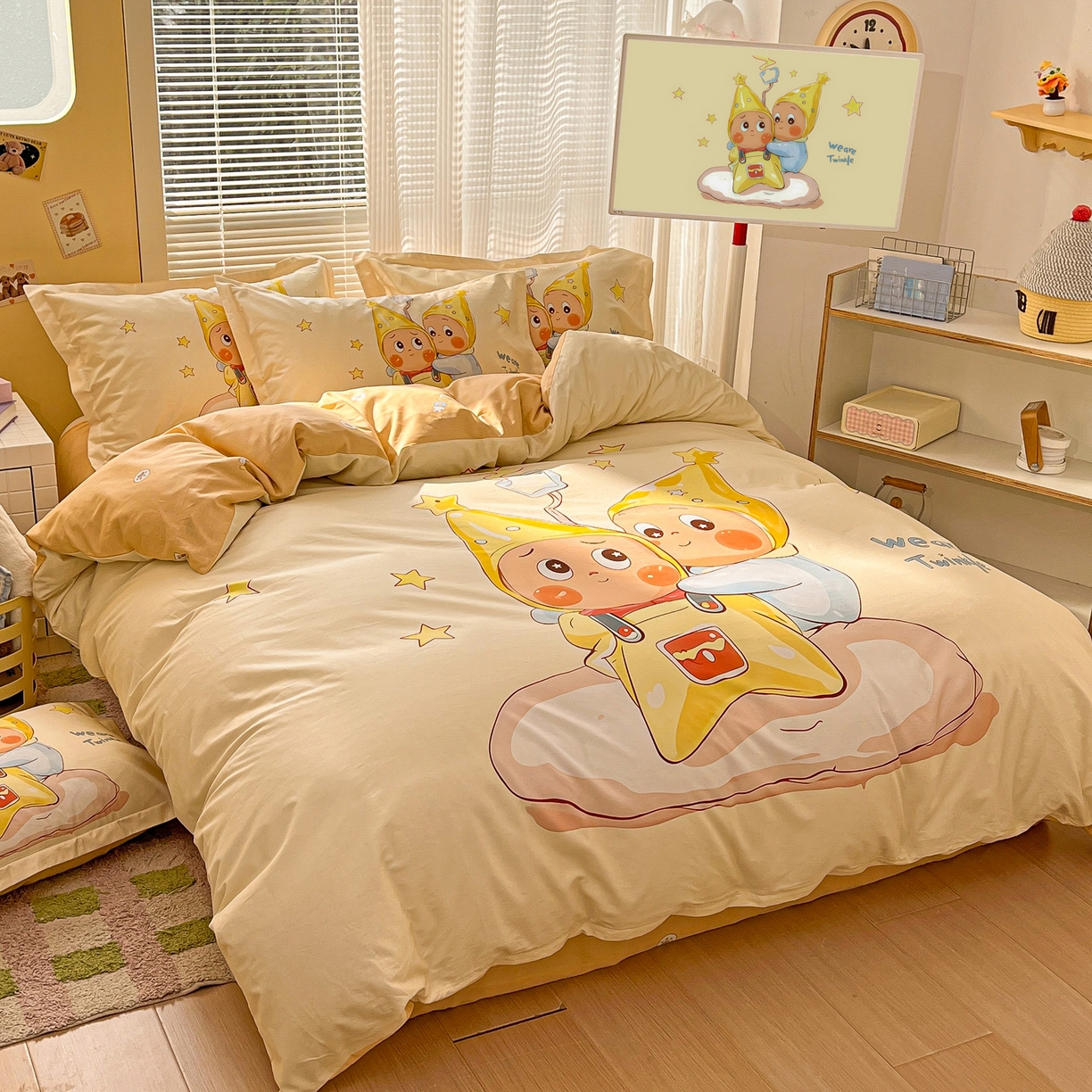 91家纺网 家纺一手货源 找家纺 浩诚 2026新款星星人全棉纯棉卡通四件套（汇总） 星伴