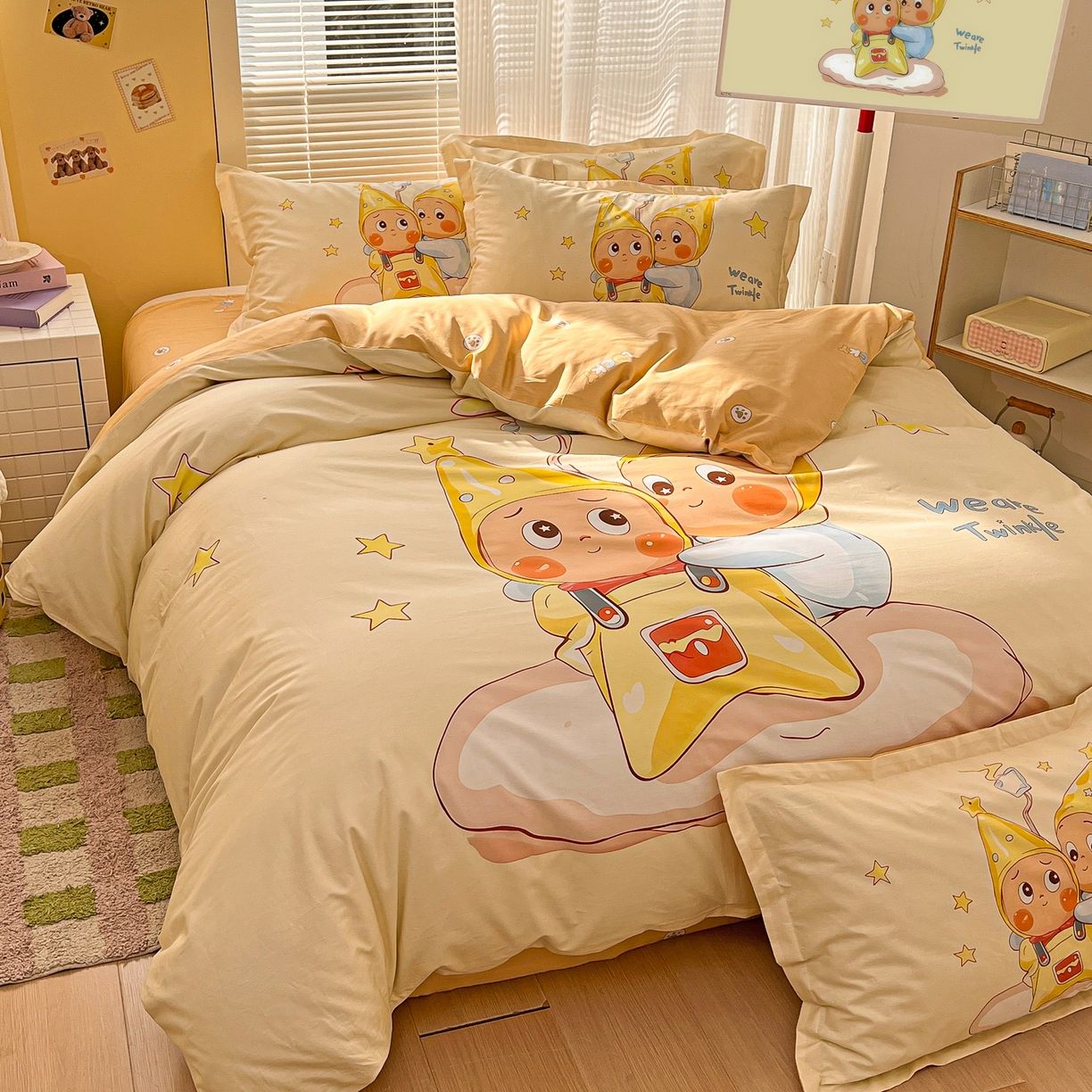 91家纺网 家纺一手货源 找家纺 浩诚 2026新款星星人全棉纯棉卡通四件套（汇总） 星伴