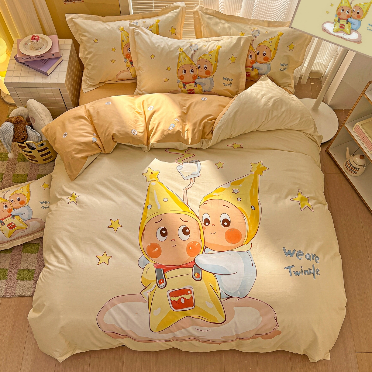 91家纺网 家纺一手货源 找家纺 浩诚 2026新款星星人全棉纯棉卡通四件套（汇总） 星伴