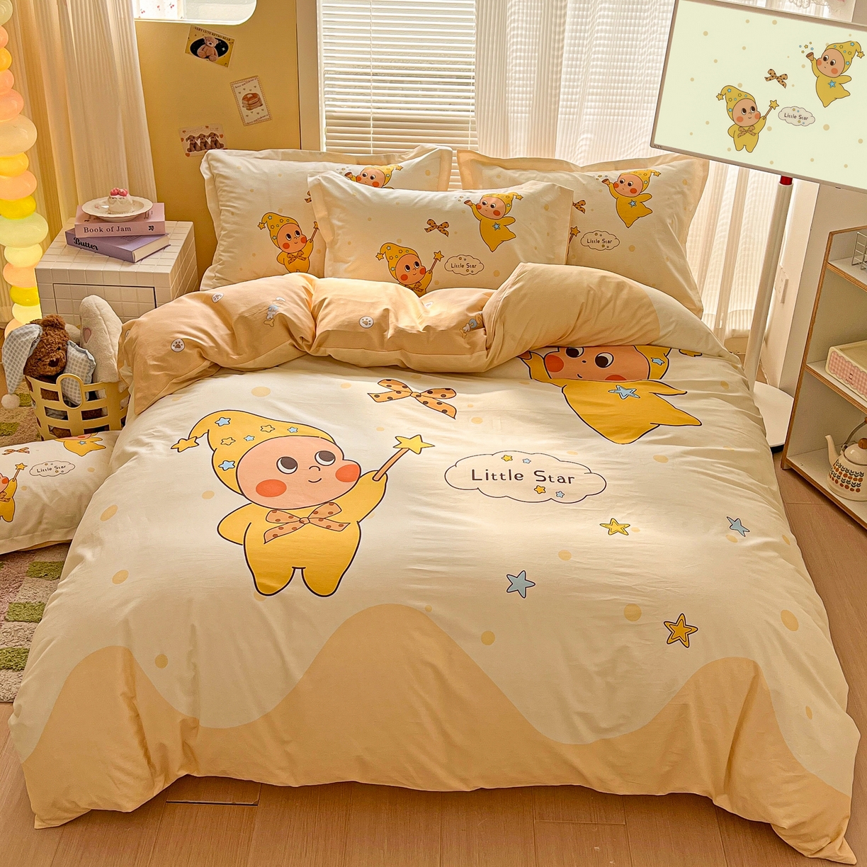 91家纺网 家纺一手货源 找家纺 浩诚 2026新款星星人全棉纯棉卡通四件套（汇总） 星空