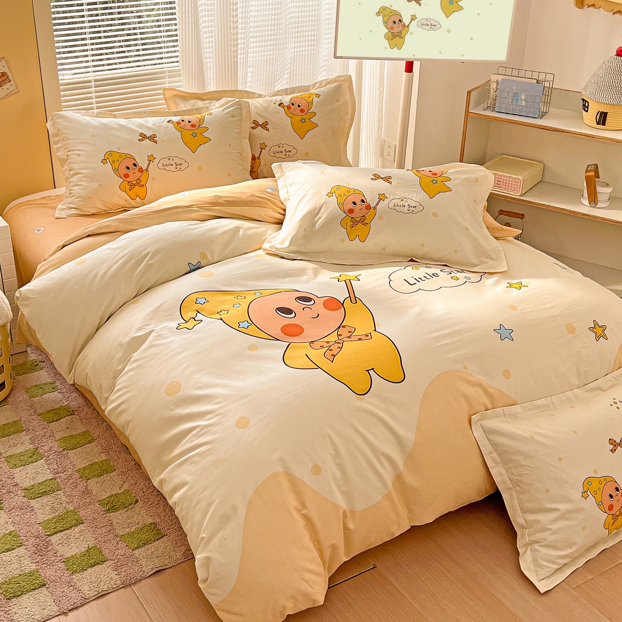 91家纺网 家纺一手货源 找家纺 浩诚 2026新款星星人全棉纯棉卡通四件套（汇总） 星空