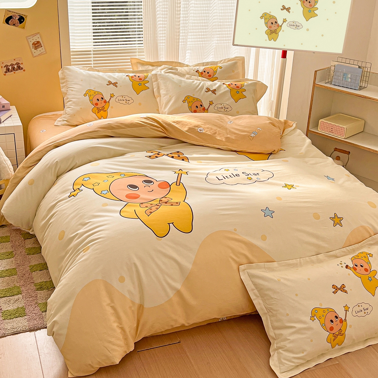 91家纺网 家纺一手货源 找家纺 浩诚 2026新款星星人全棉纯棉卡通四件套（汇总） 星空