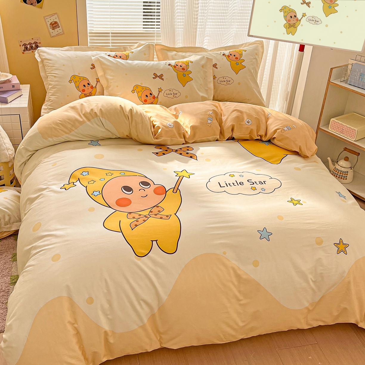 91家纺网 家纺一手货源 找家纺 浩诚 2026新款星星人全棉纯棉卡通四件套（汇总） 星空