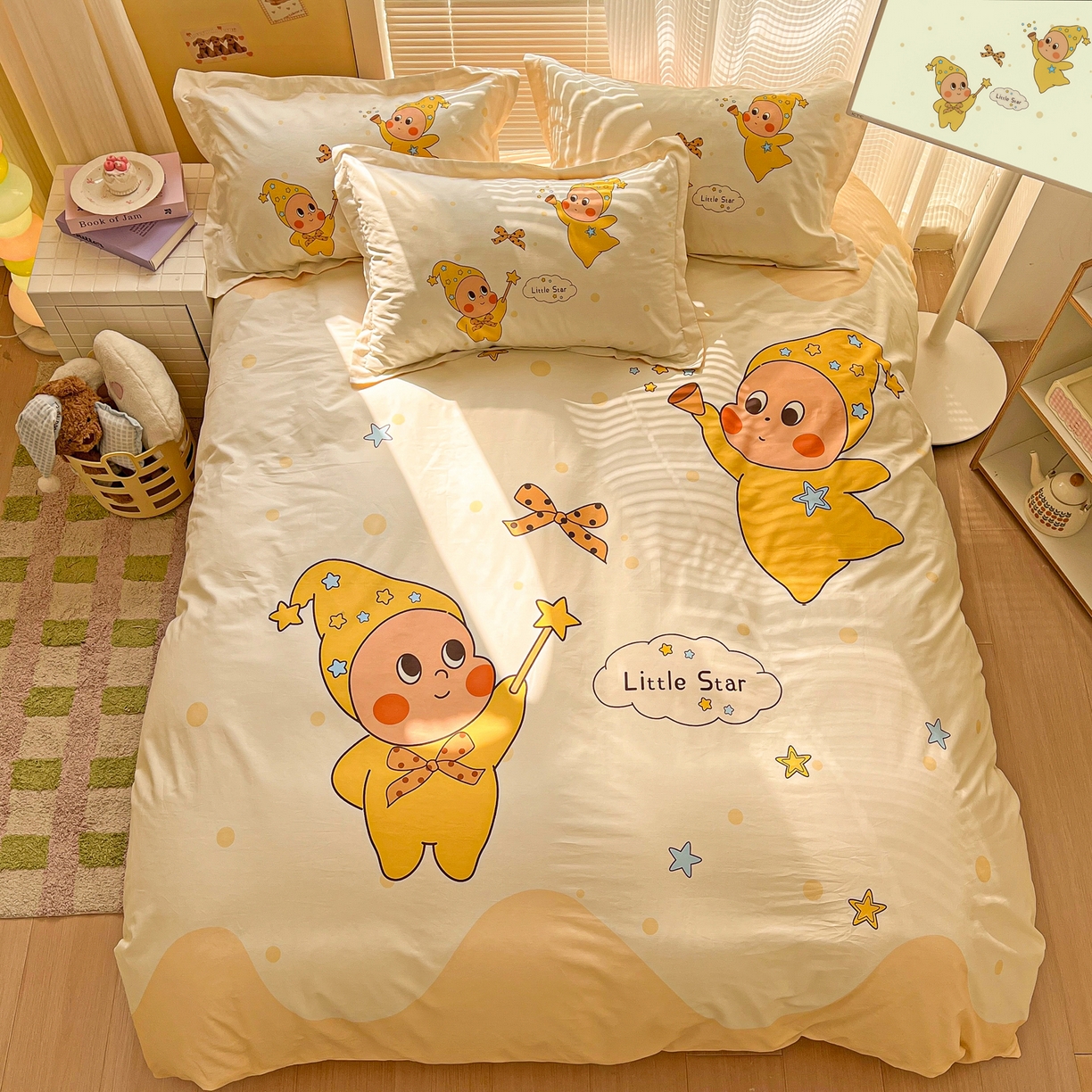 91家纺网 家纺一手货源 找家纺 浩诚 2026新款星星人全棉纯棉卡通四件套（汇总） 星空