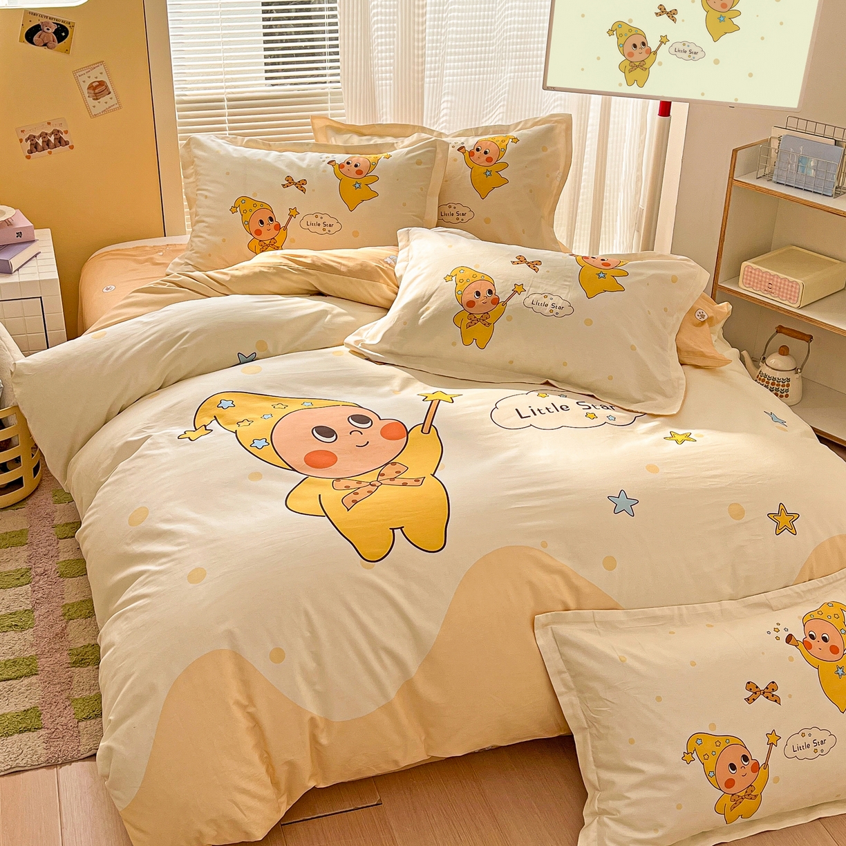 91家纺网 家纺一手货源 找家纺 浩诚 2026新款星星人全棉纯棉卡通四件套（汇总） 星空