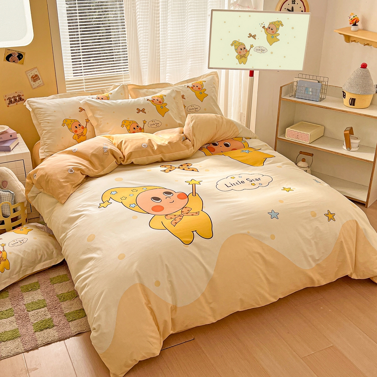 91家纺网 家纺一手货源 找家纺 浩诚 2026新款星星人全棉纯棉卡通四件套（汇总） 星空