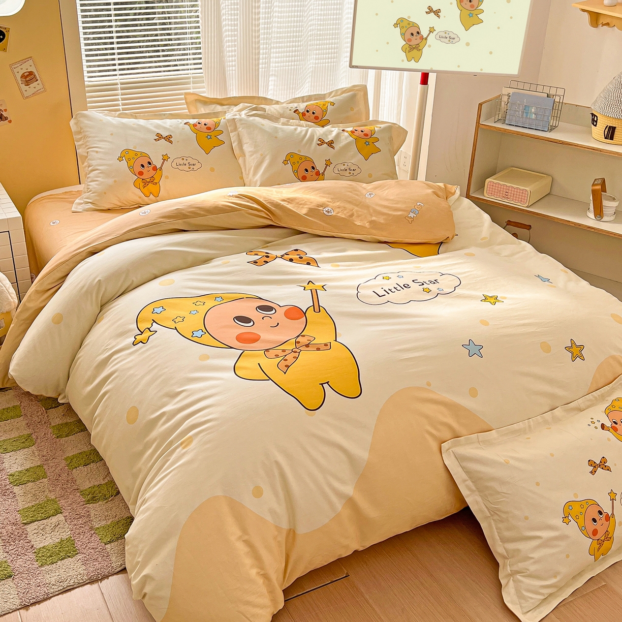 91家纺网 家纺一手货源 找家纺 浩诚 2026新款星星人全棉纯棉卡通四件套（汇总） 星空