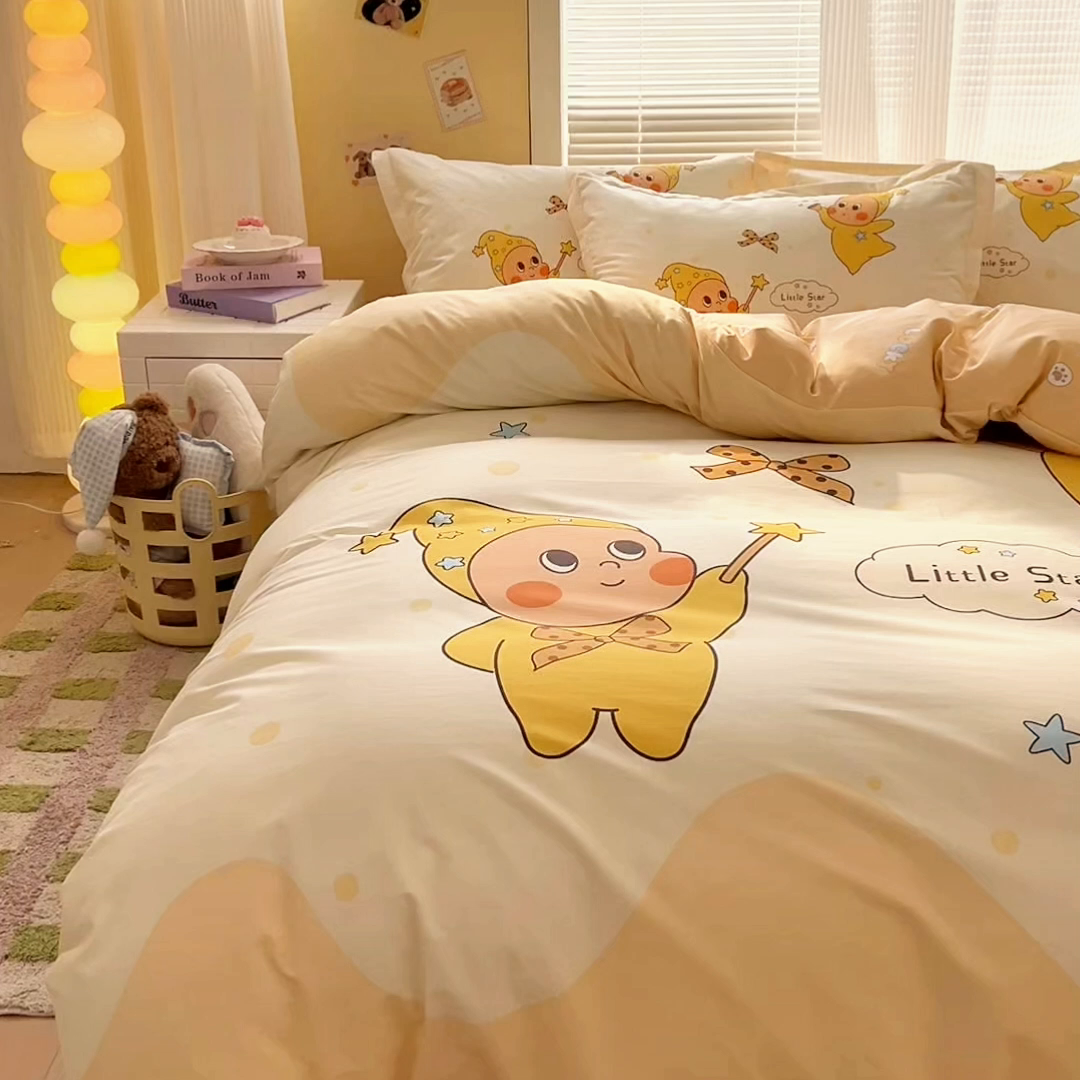 91家纺网 家纺一手货源 找家纺 浩诚 2026新款星星人全棉纯棉卡通四件套（汇总） 星空