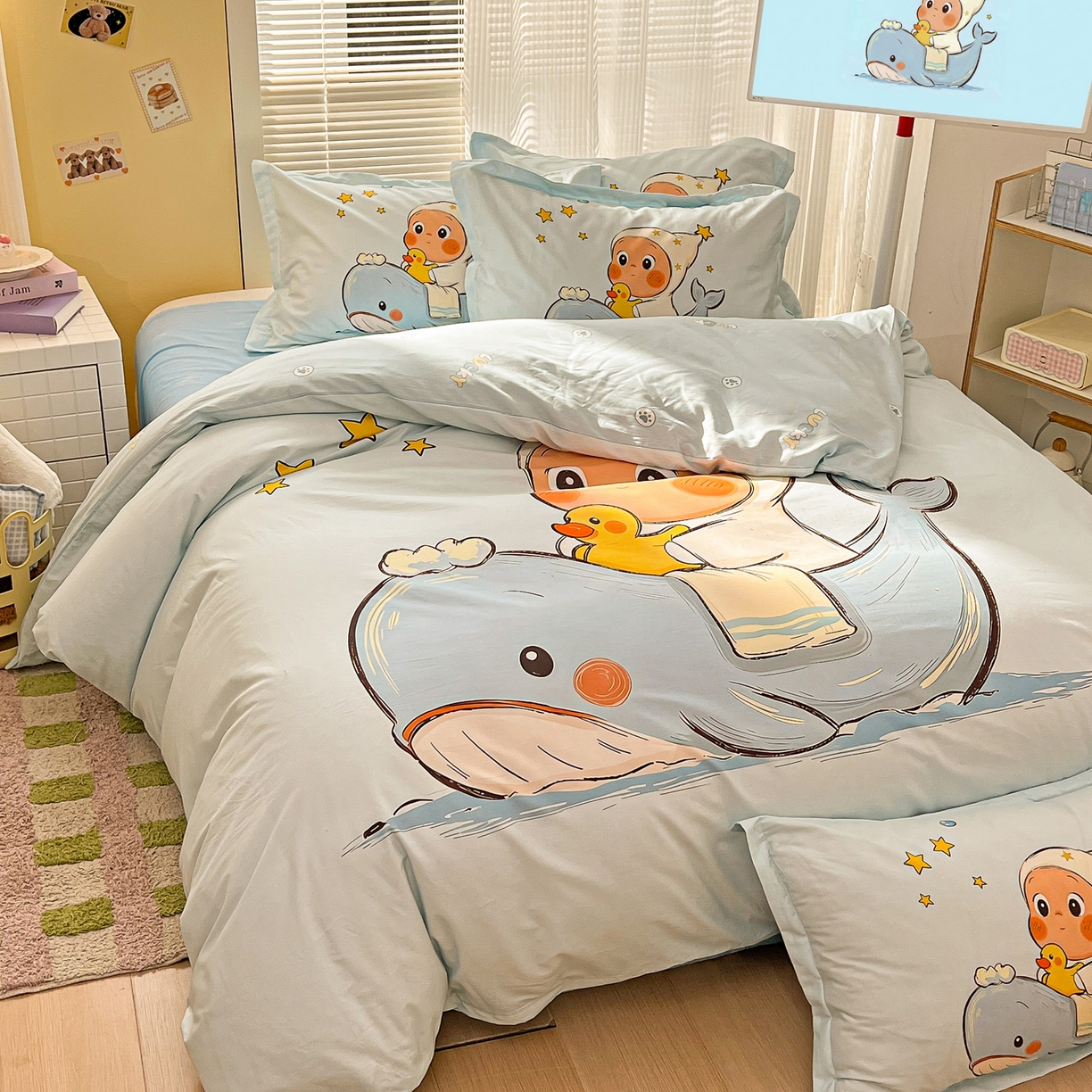 91家纺网 家纺一手货源 找家纺 浩诚 2026新款星星人全棉纯棉卡通四件套（汇总） 星游