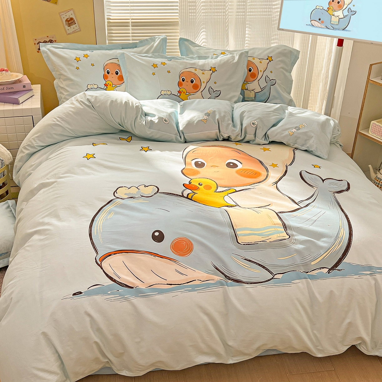 91家纺网 家纺一手货源 找家纺 浩诚 2026新款星星人全棉纯棉卡通四件套（汇总） 星游