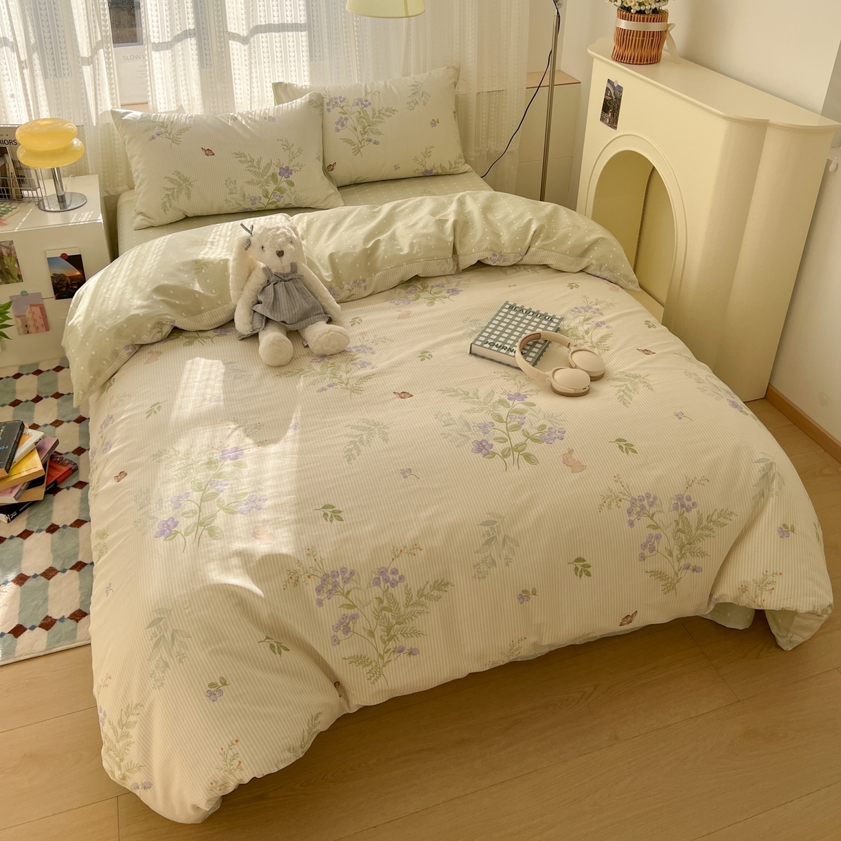 91家纺网 家纺一手货源 找家纺 漫时光 2026新款全棉纯棉印花四件套 艾薇