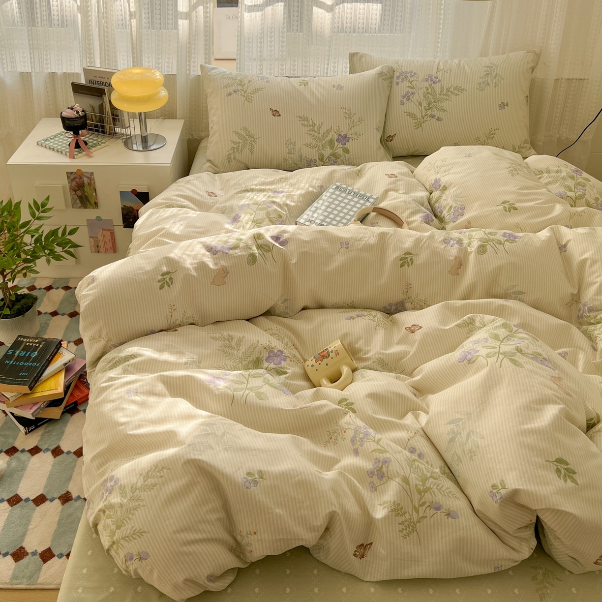 91家纺网 家纺一手货源 找家纺 漫时光 2026新款全棉纯棉印花四件套 艾薇